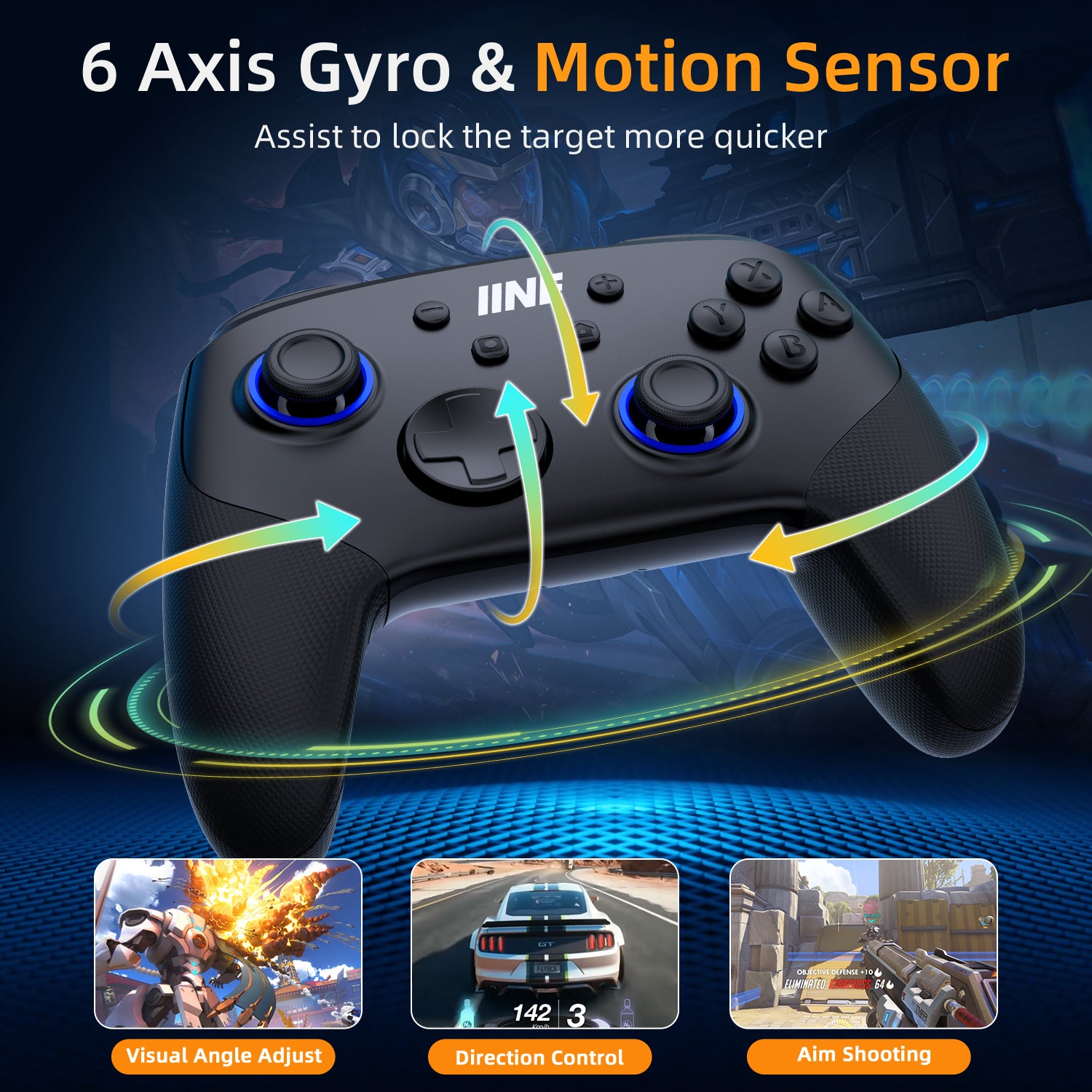 IINE Falcon Black Wireless Controller Compatible With Nintendo Switch/OLED/Lite