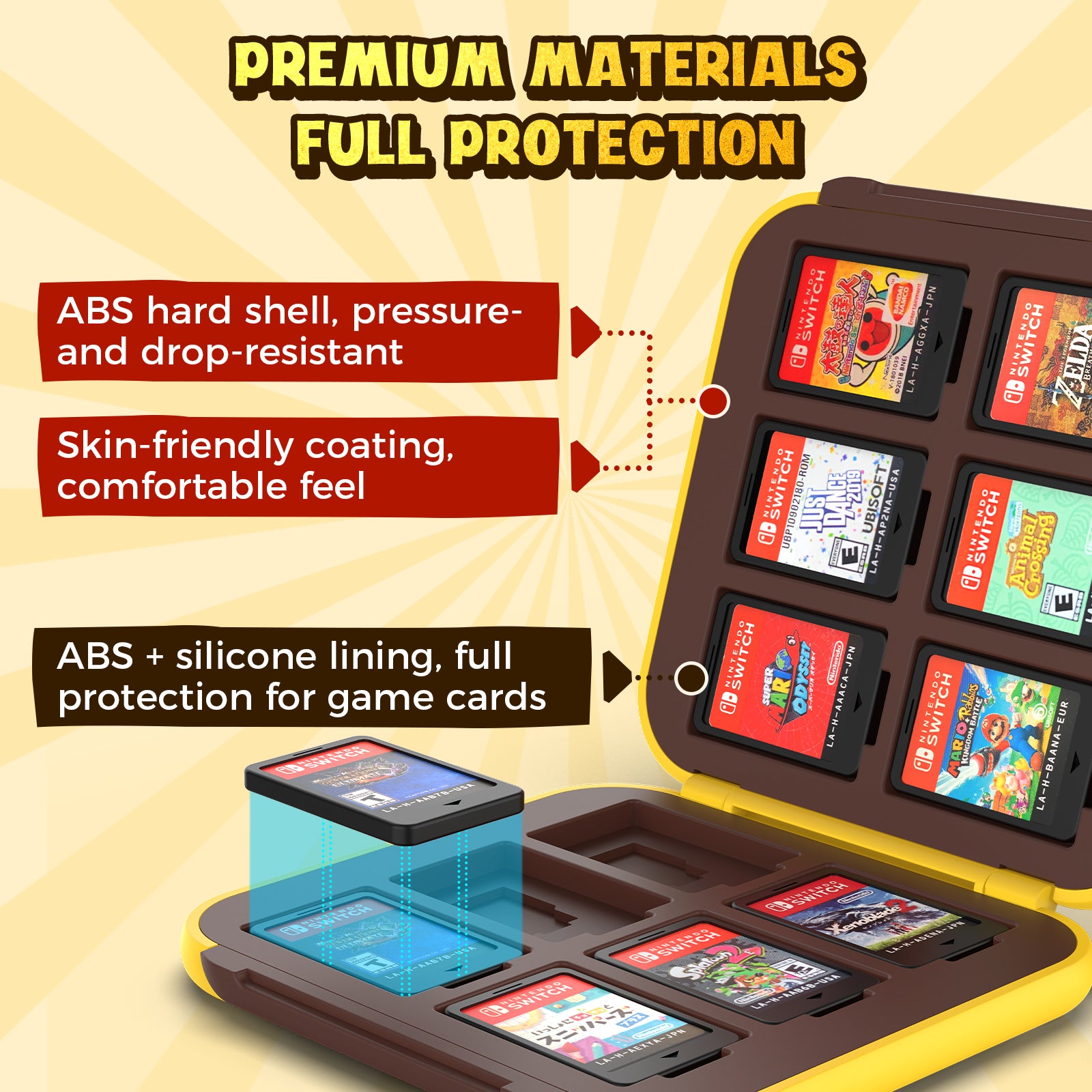 IINE Banana Hero Protective Case & Tempered Glass Film & Storage Bag & Game Card Case for Switch 2