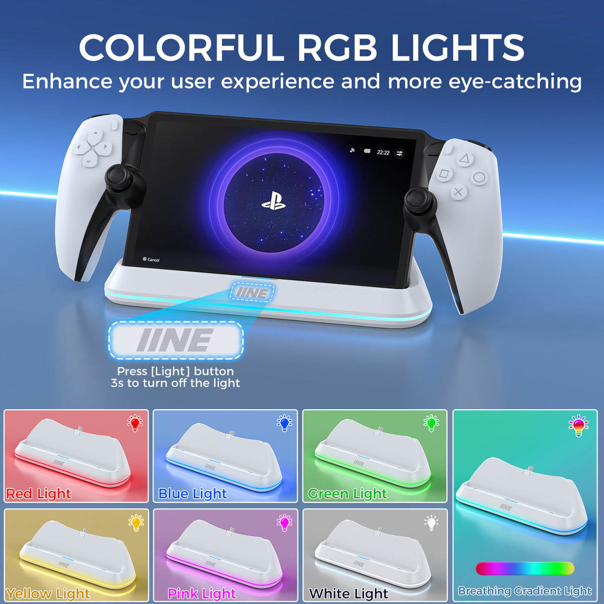 IINE Charging Stationfor Playstation Portal / Type-C Contact Charging & Triple Protection for Safety Charging
