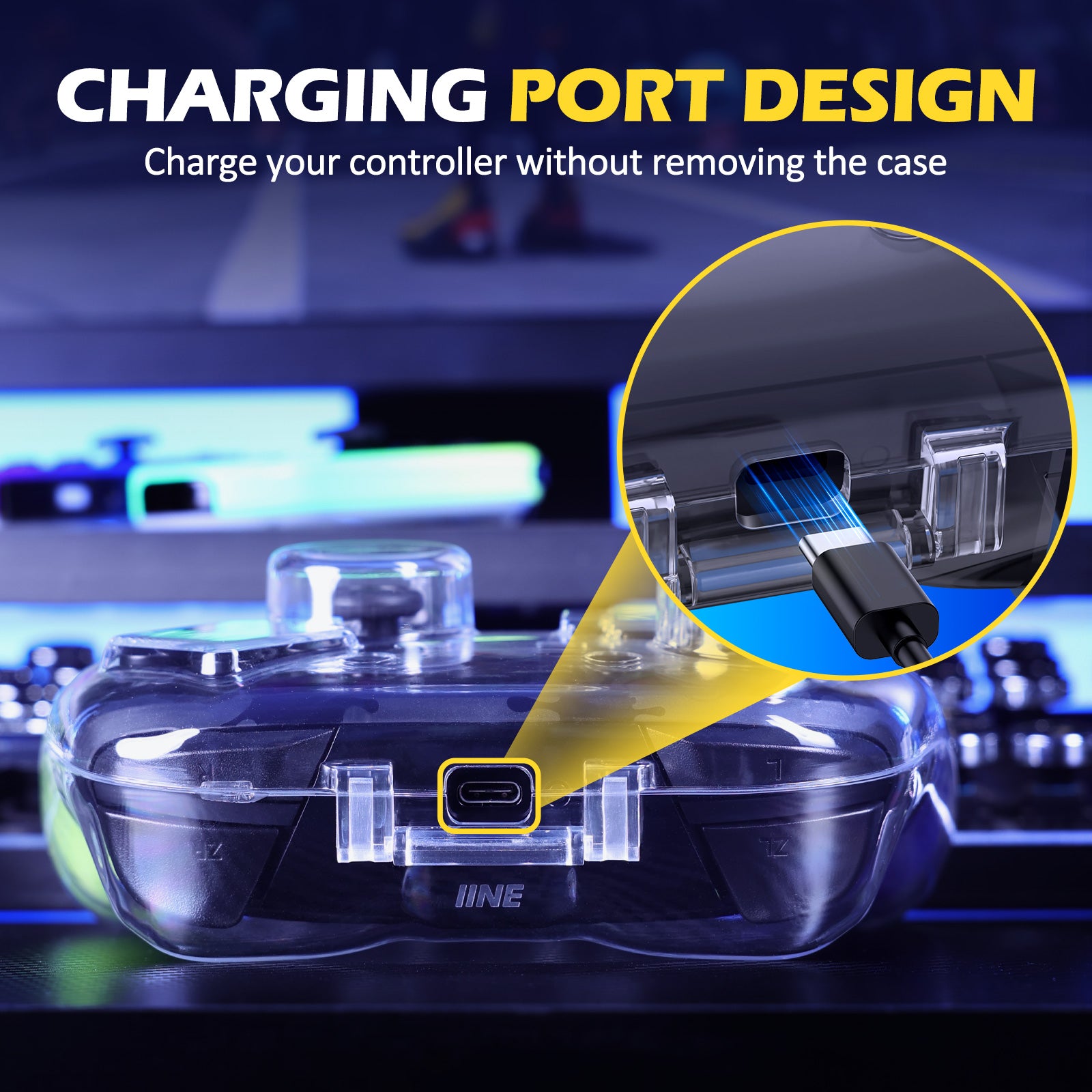 IINE Transparent PC Magnetic Storage Case for Nintendo Switch Pro Controller