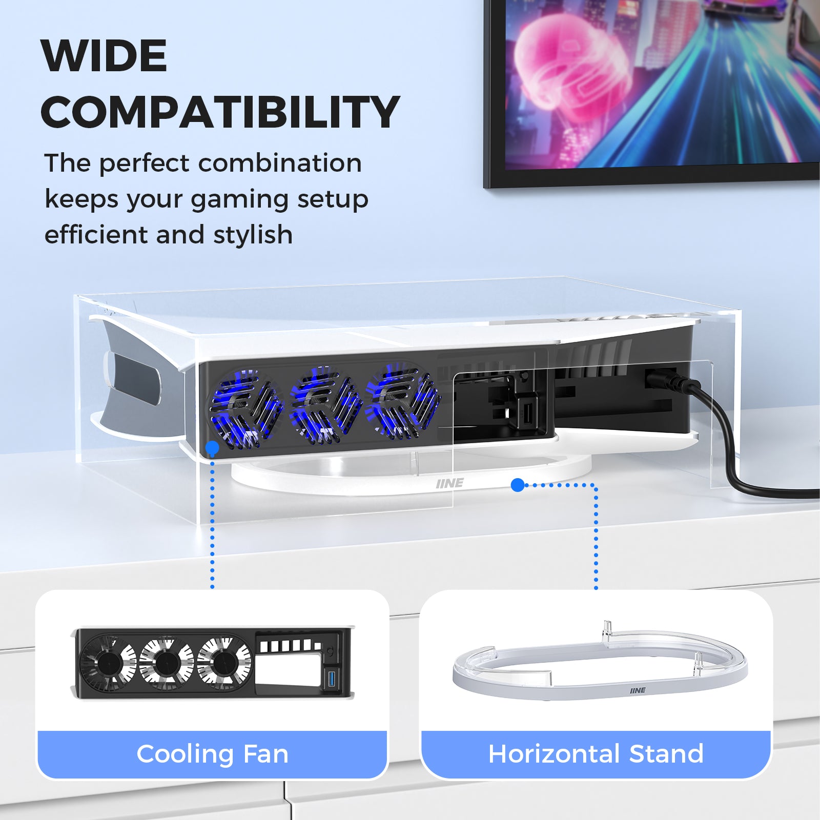 IINE Acrylic Dust Cover for PS5 Slim /  PC Material Dustproof Compatible with disc & digital Models