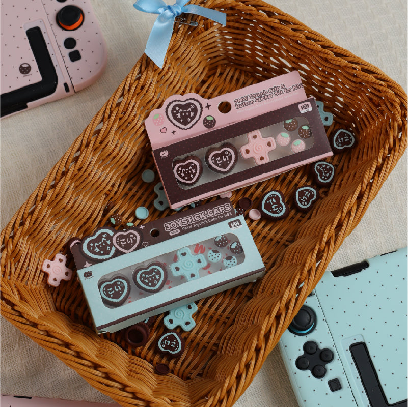 IINE Switch 2 retro Polka Dot Protective Case & Button Sticker Set
