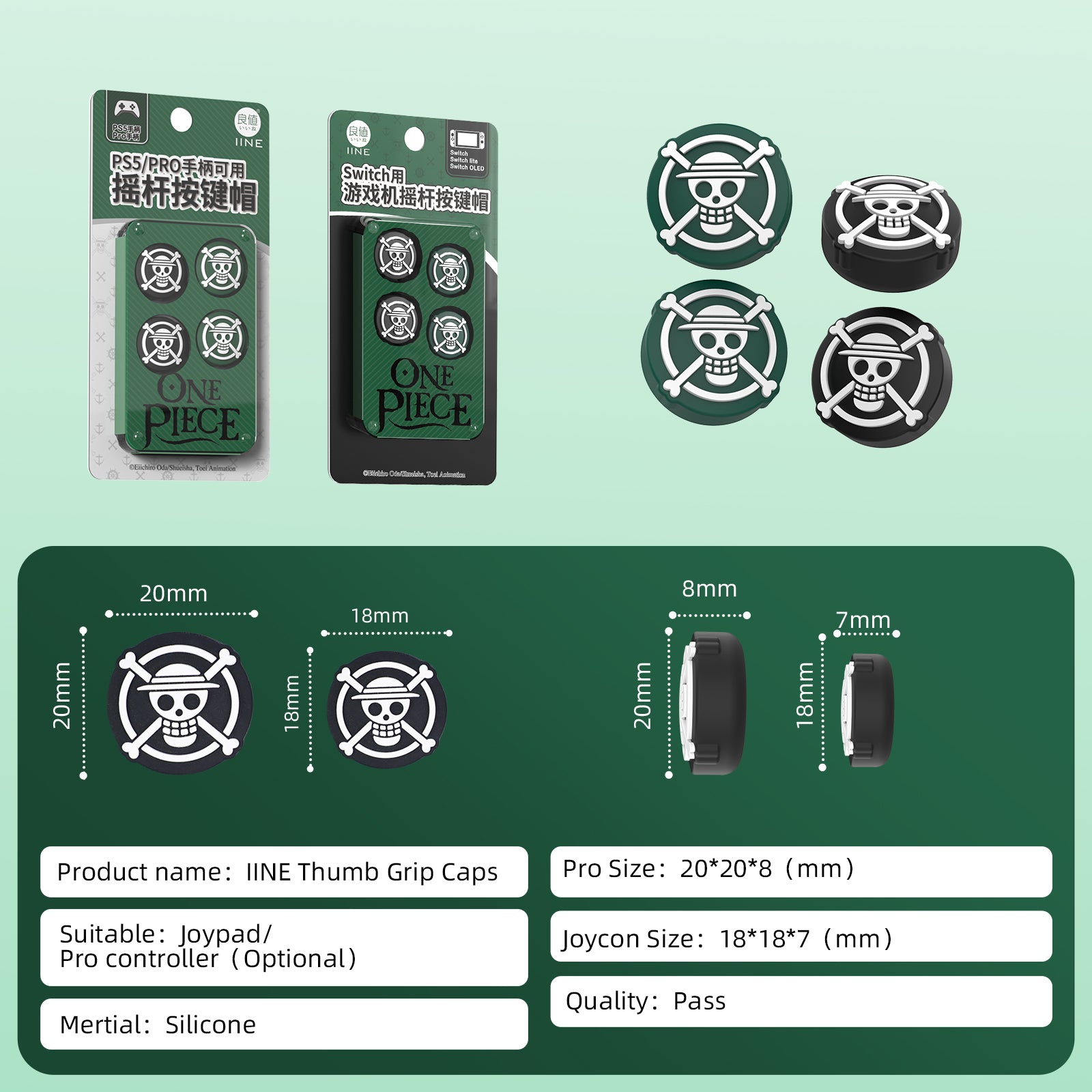 IINE Cartoon Silicone Thumb Grip Caps for Nintendo Switch