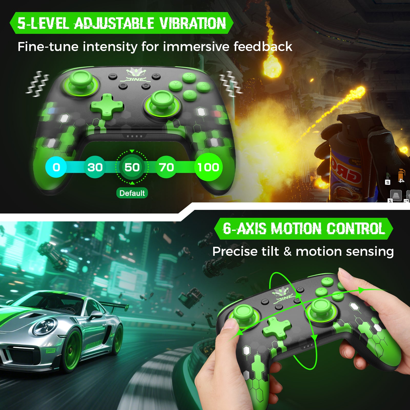 IINE Jormungandr Series for NS2 :Pro Controller / Protective Case/ Thumb Grips(Set of 8)/ Magnetic Game Card Case for / Silicone case for NS2 Pro Controller/Tempered Glass