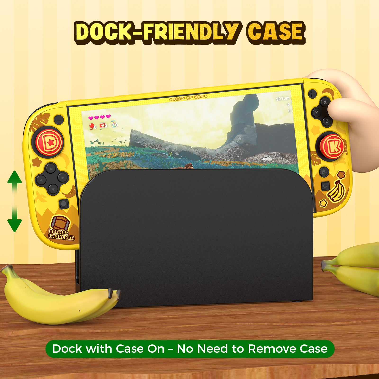 IINE Banana Hero Protective Case & Tempered Glass Film & Storage Bag & Game Card Case for Switch 2
