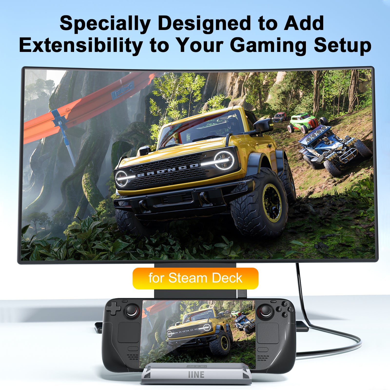 IINE Steam Deck Aluminum Docking Station Multi-function Charging Video Converter Compatible SteamDeck Nintendo Switch/OLED