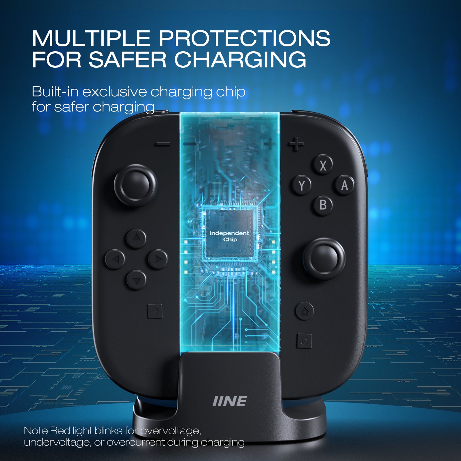 IINE 4-in-1 Charging Stand with Detachable 2pcs Charging Grip for Switch 2