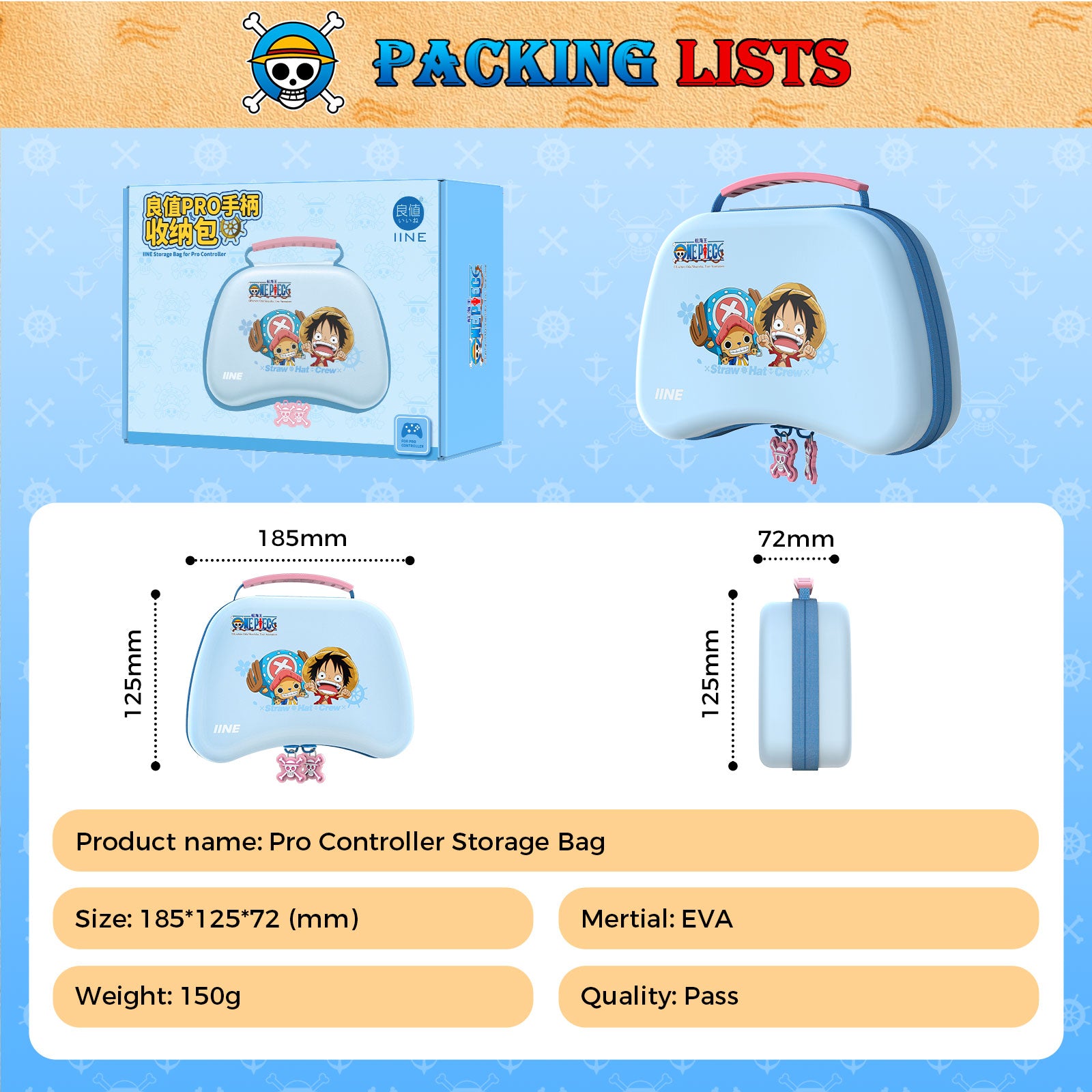IINE Cartoon Controller Storage Bag Compatible Pro Controller
