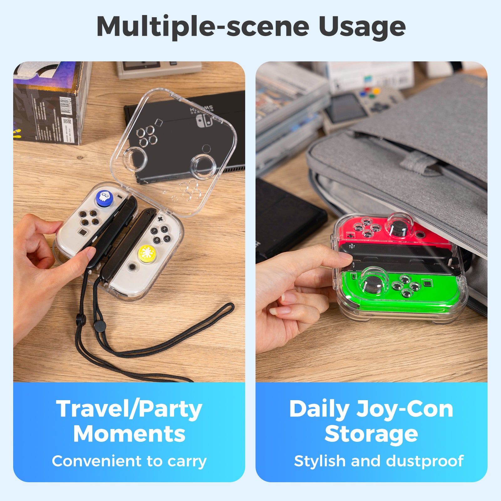 IINE Transparent Storage Case for Joy-con / Pressure-Resistant Joystick Design