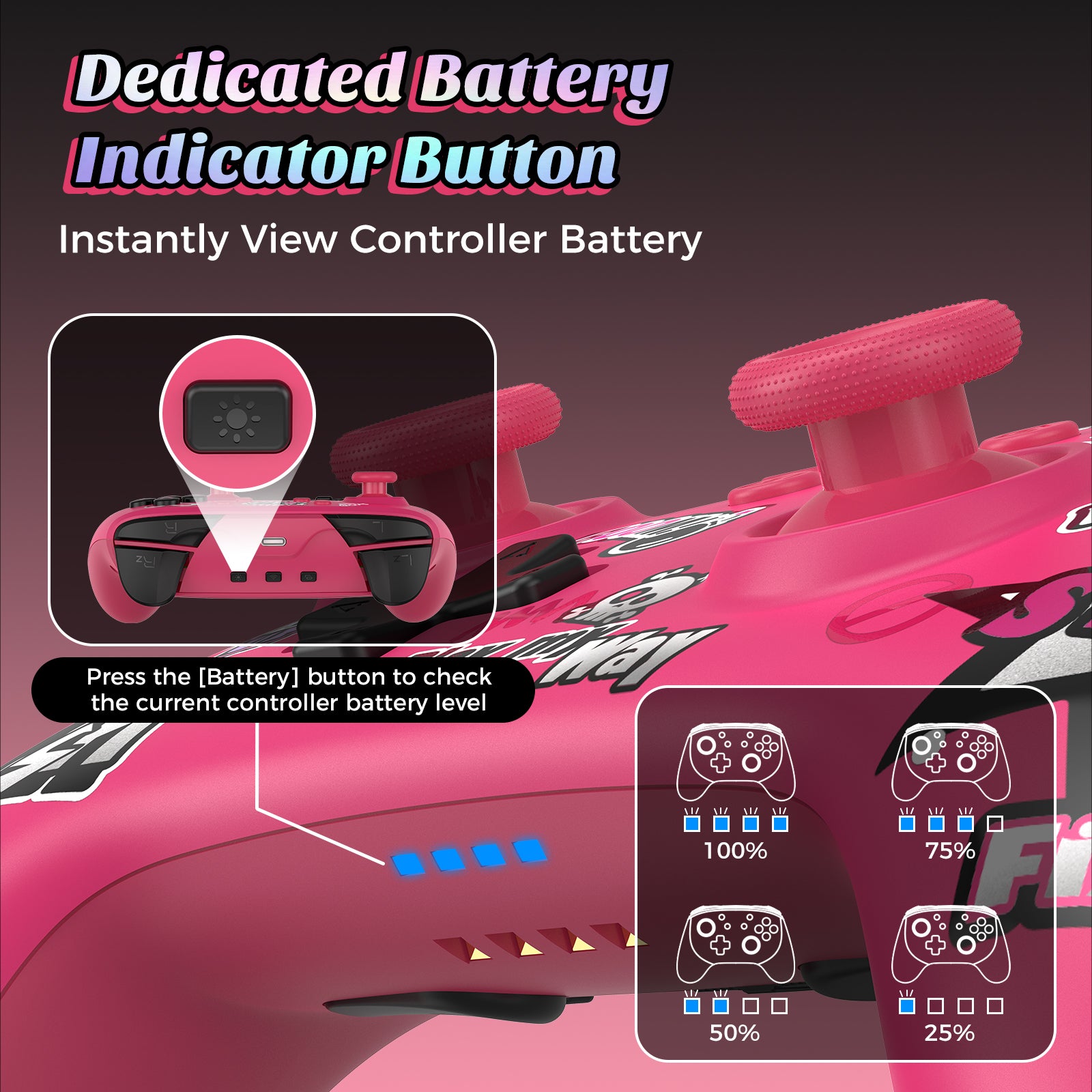 IINE Pink Wireless Controller with Charging Dock