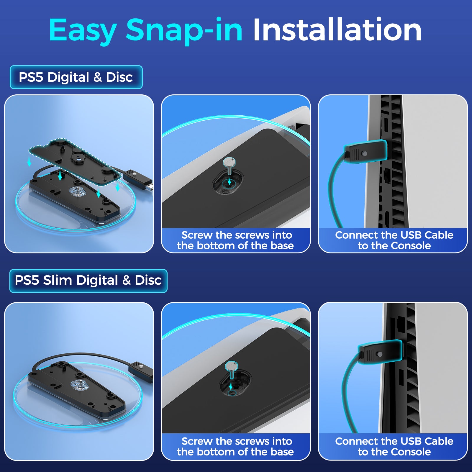 IINE RGB Vertical Stand for PS5 Pro & PS5 & PS5 Slim Disc & Digital