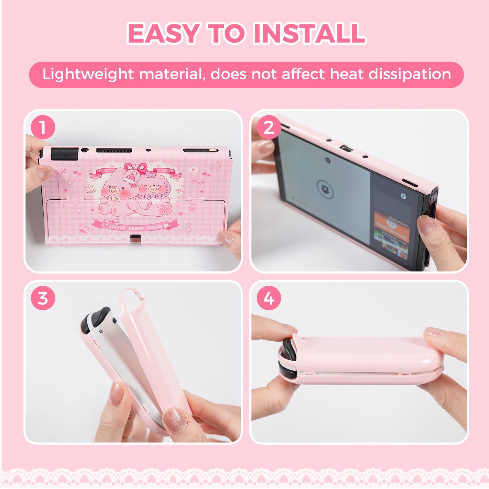 IINE Pink Protective Case for Switch Oled