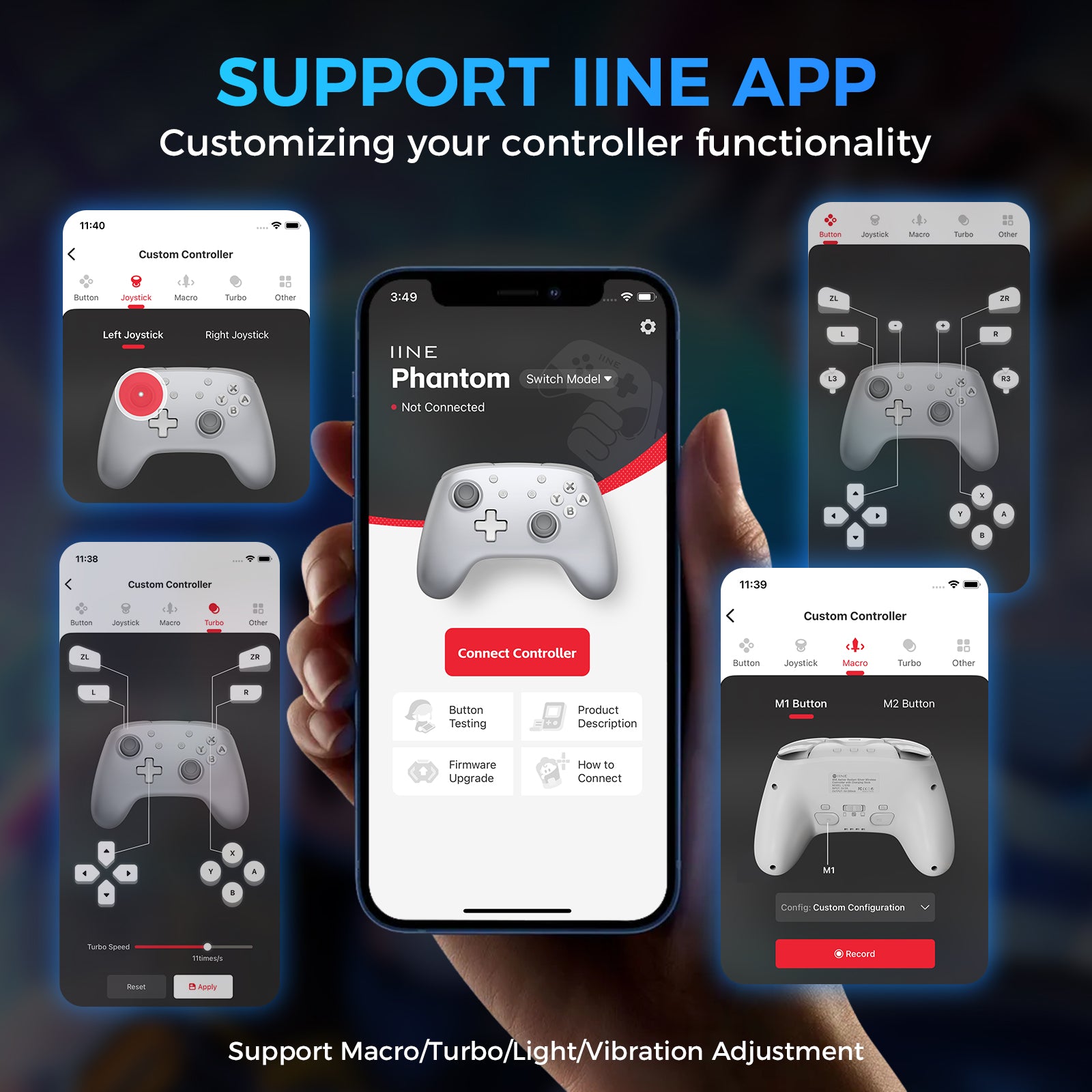 IINE Aether Radiant Silver Wireless Controller with Charging Dock