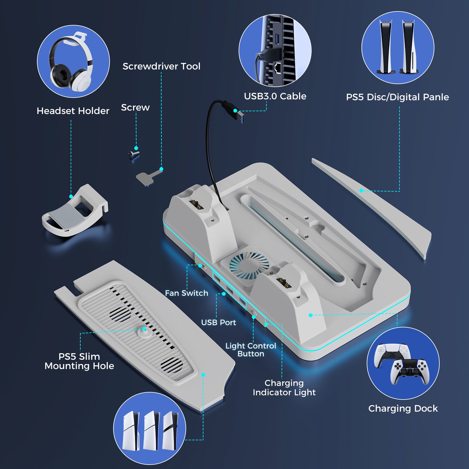 IINE Multifunctional Station For PS5/Slim/Pro