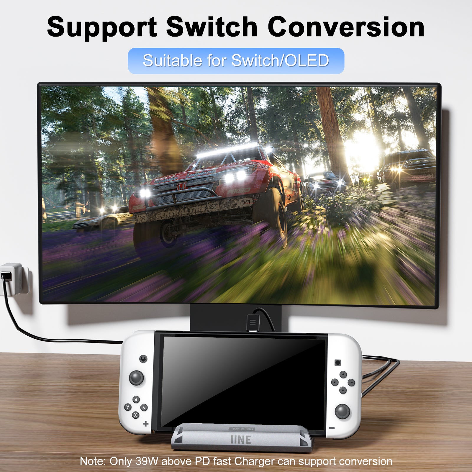 IINE Steam Deck Aluminum Docking Station Multi-function Charging Video Converter Compatible SteamDeck Nintendo Switch/OLED