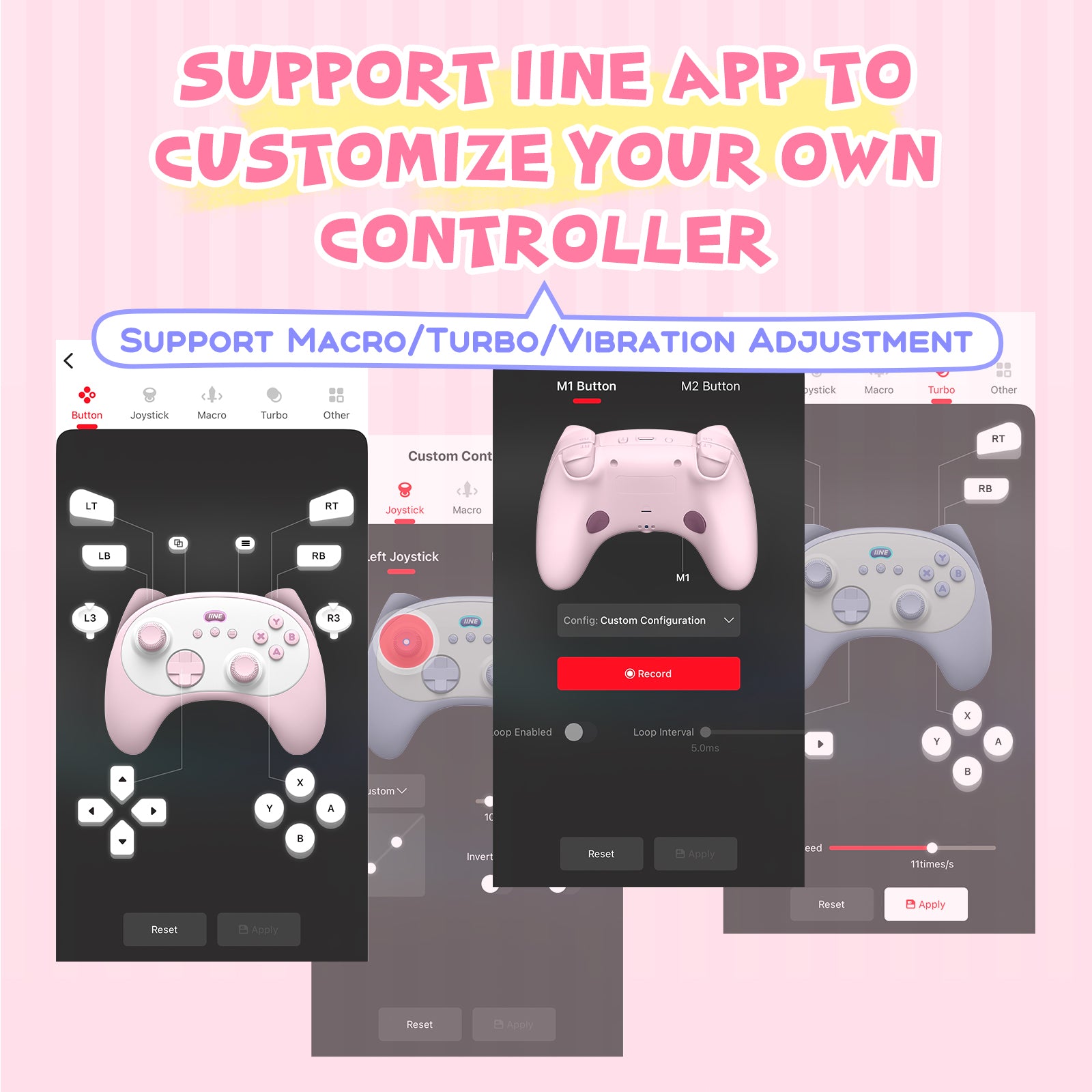 IINE Meow Kitten Controller with Charging Dock | High-Density Hall Effect Joystick | IINE App Support