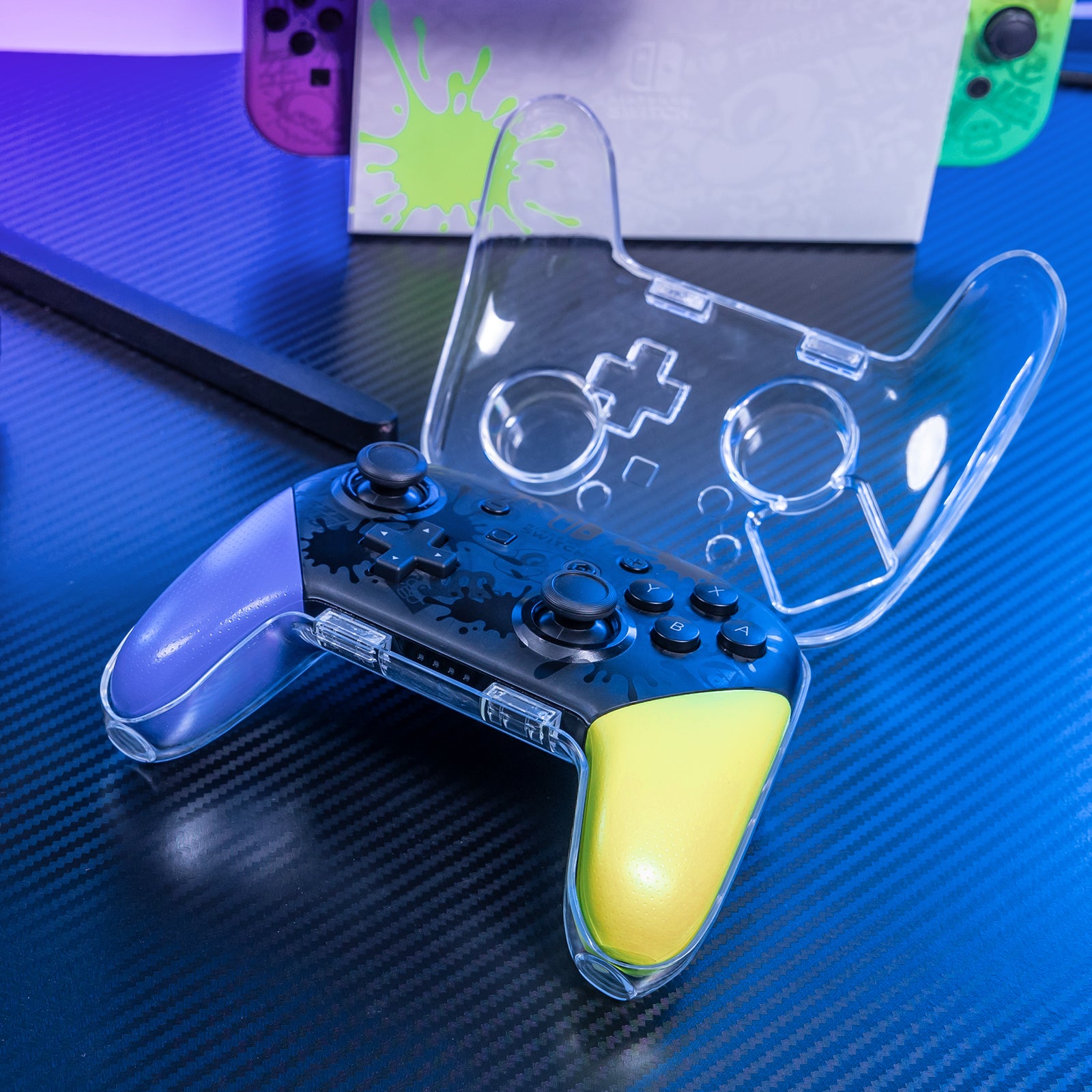 IINE Transparent PC Magnetic Storage Case for Nintendo Switch Pro Controller