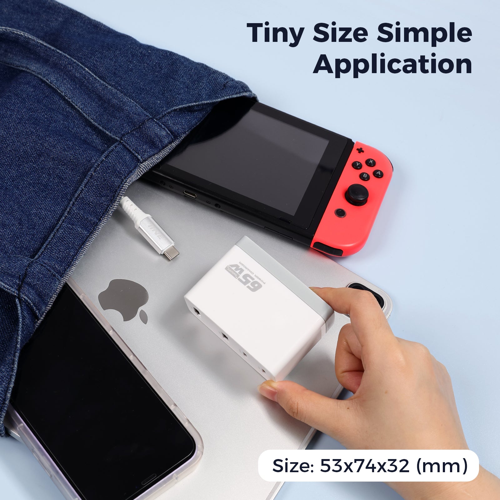 IINE 65W Gallium Nitride Video Capture Charger for Switch/Steam deck/Pad