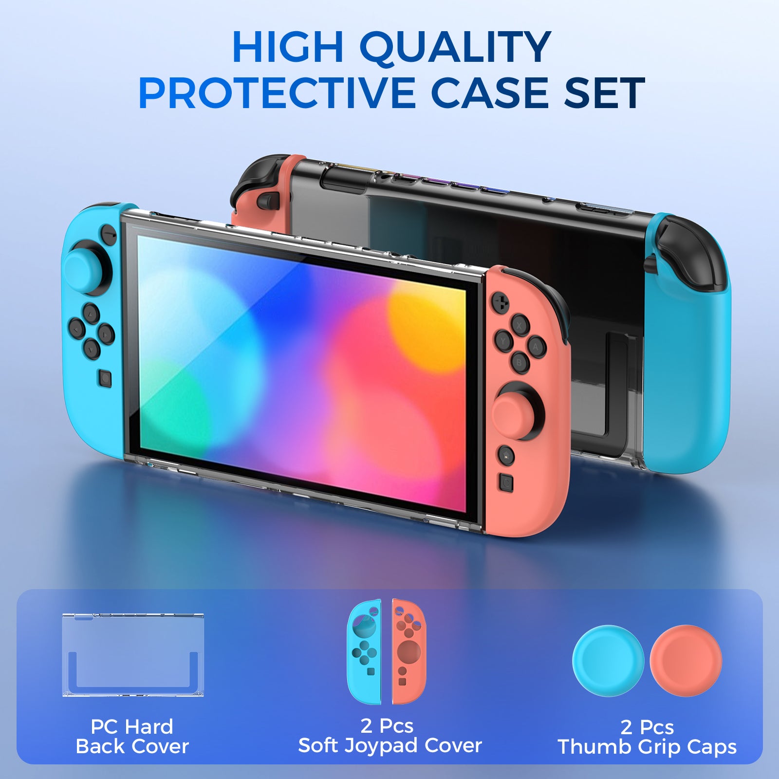 IINE Silicone+PC Protective Case Cover with Joystick caps for Switch 2