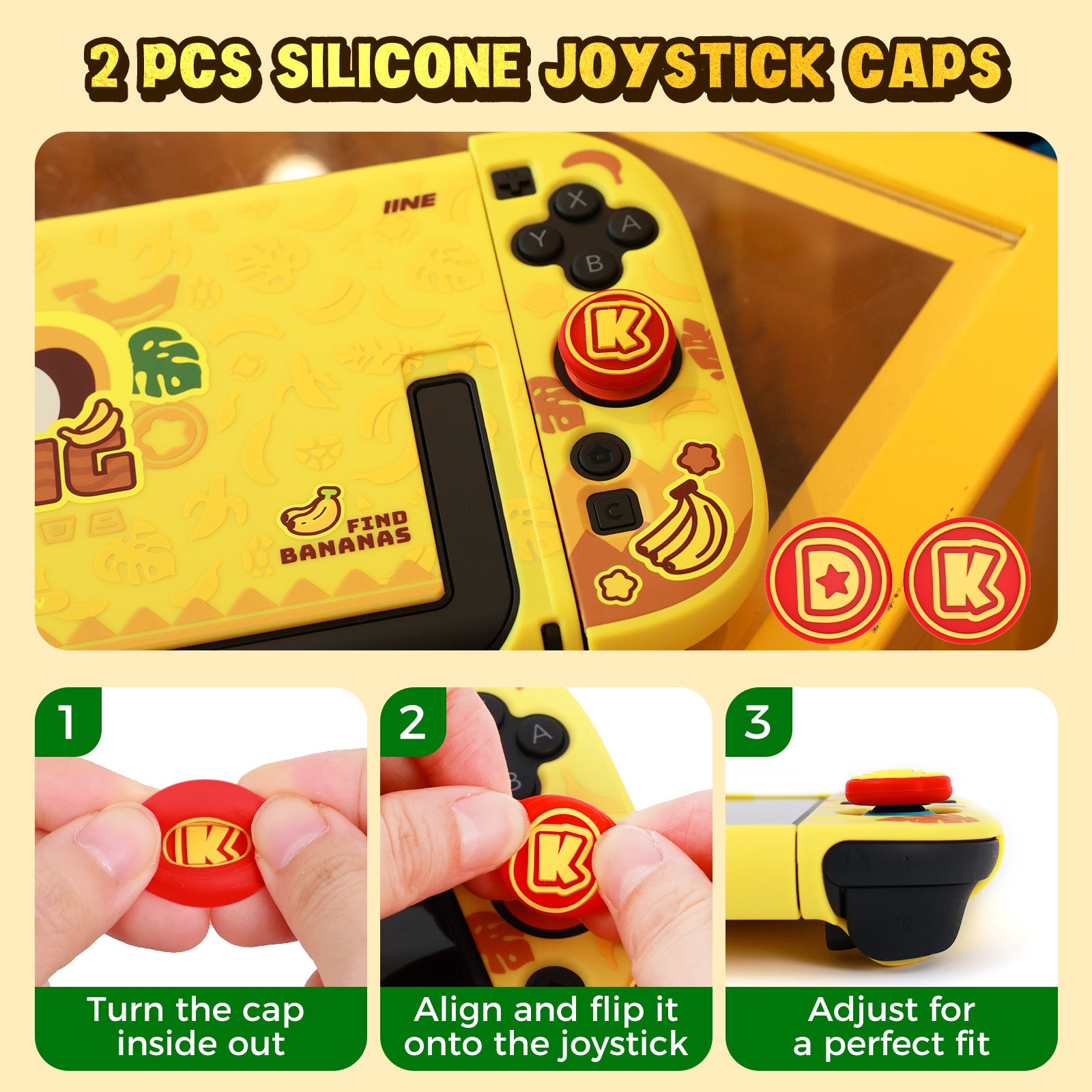 IINE Banana Hero Protective Case & Tempered Glass Film & Storage Bag & Game Card Case for Switch 2