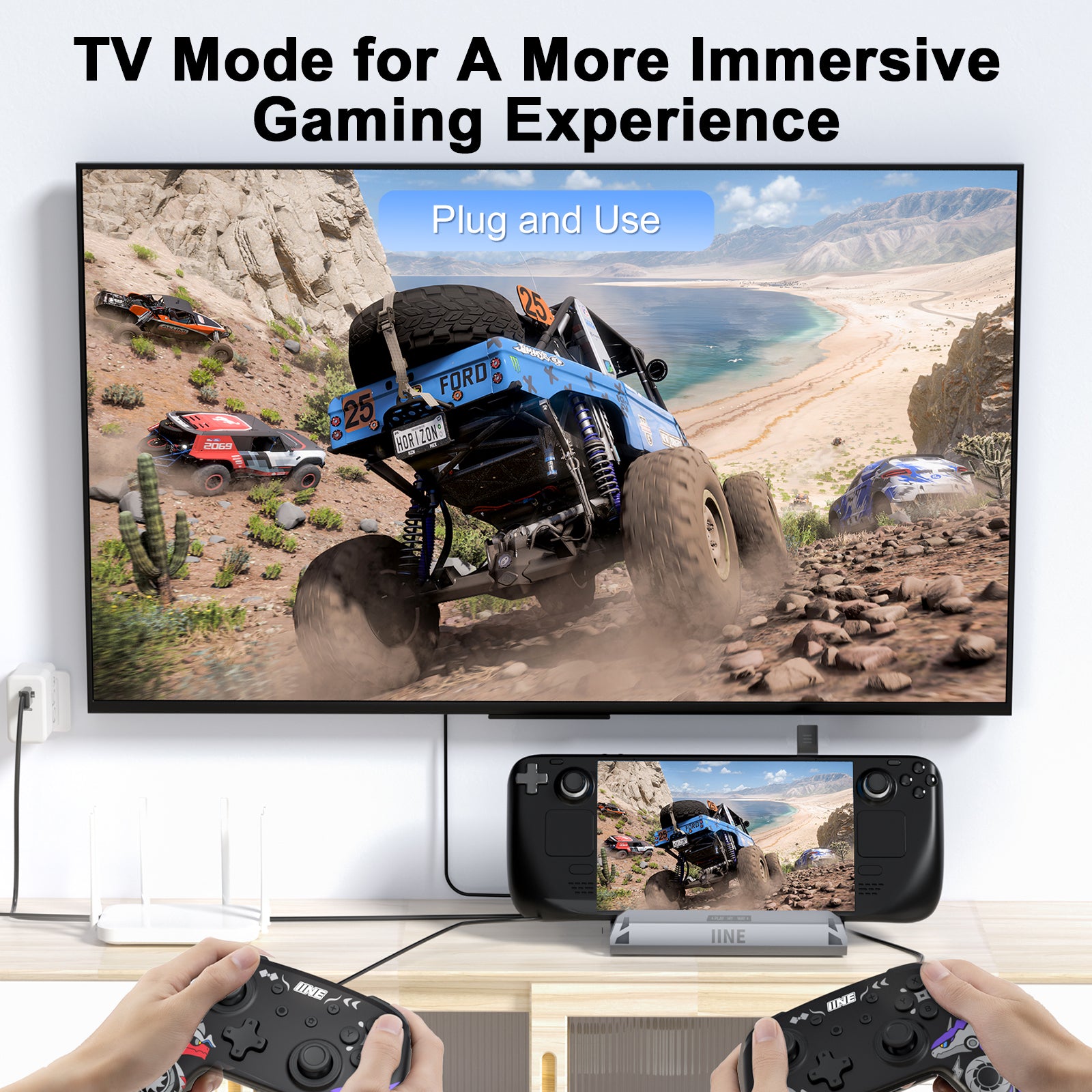 IINE Steam Deck Aluminum Docking Station Multi-function Charging Video Converter Compatible SteamDeck Nintendo Switch/OLED