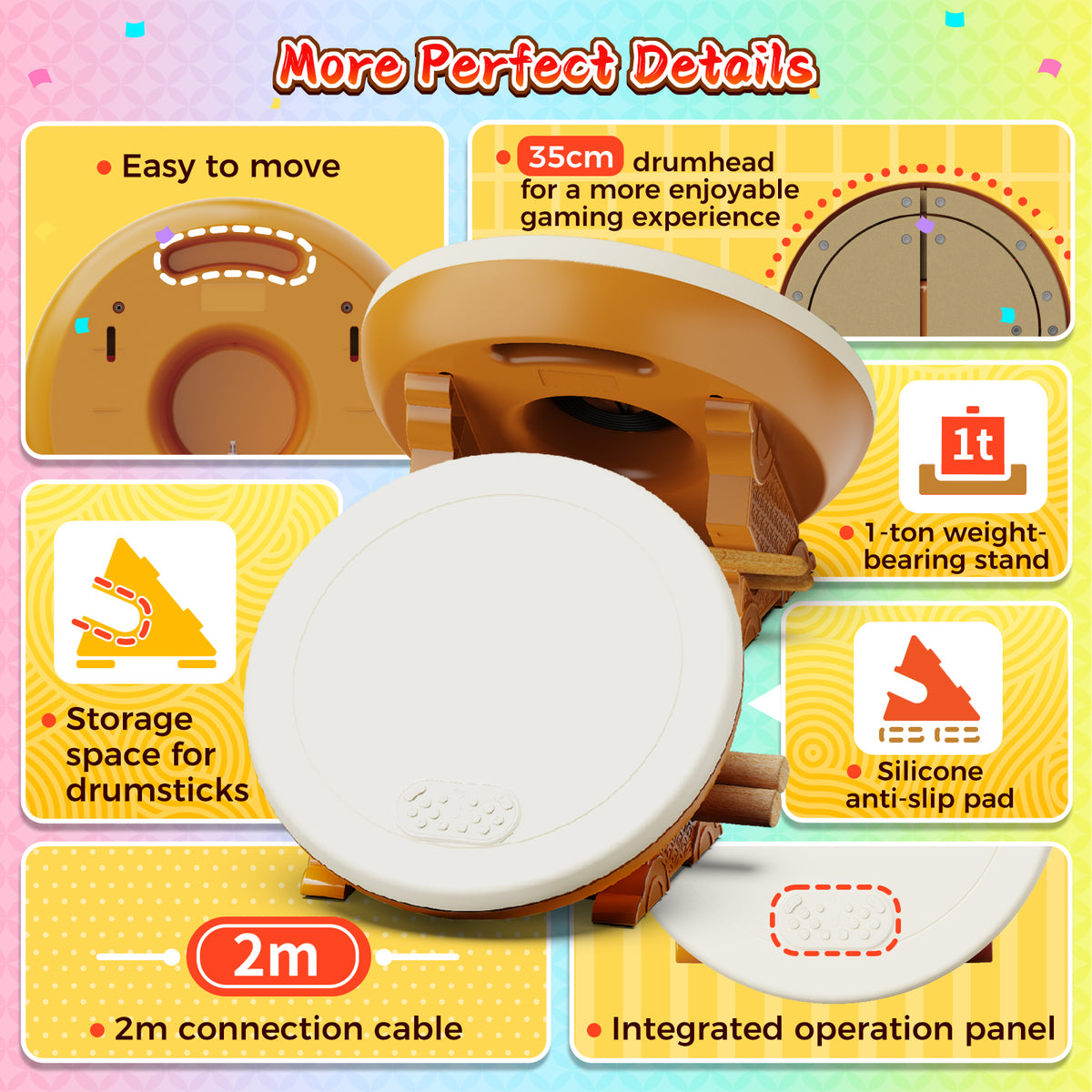 IINE Professional Taiko Drum Controller Pro max Compatible With Nintendo Switch/PS4/PS5/PC