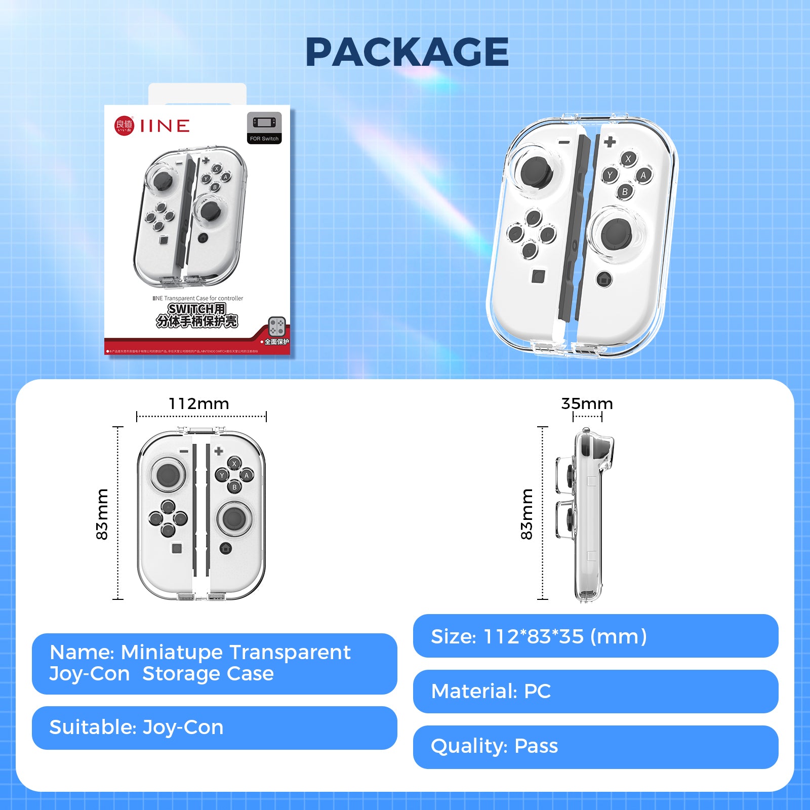 IINE Miniature PC Transparent Joycon Storage Case for Nintendo