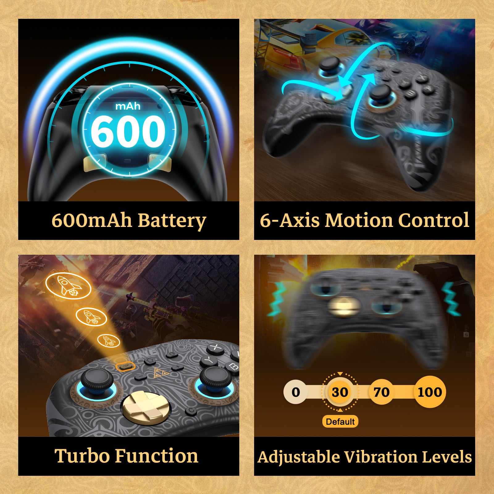 IINE ARES WIRELESS GEN 2 CONTROLLER/Wake-Up for Switch 2/ 6-Axis Motion Control / One-Button RGB Lighting Control/Adjustable Vibration /Macro Buttons/Turbo Function/3.5mm Headphone