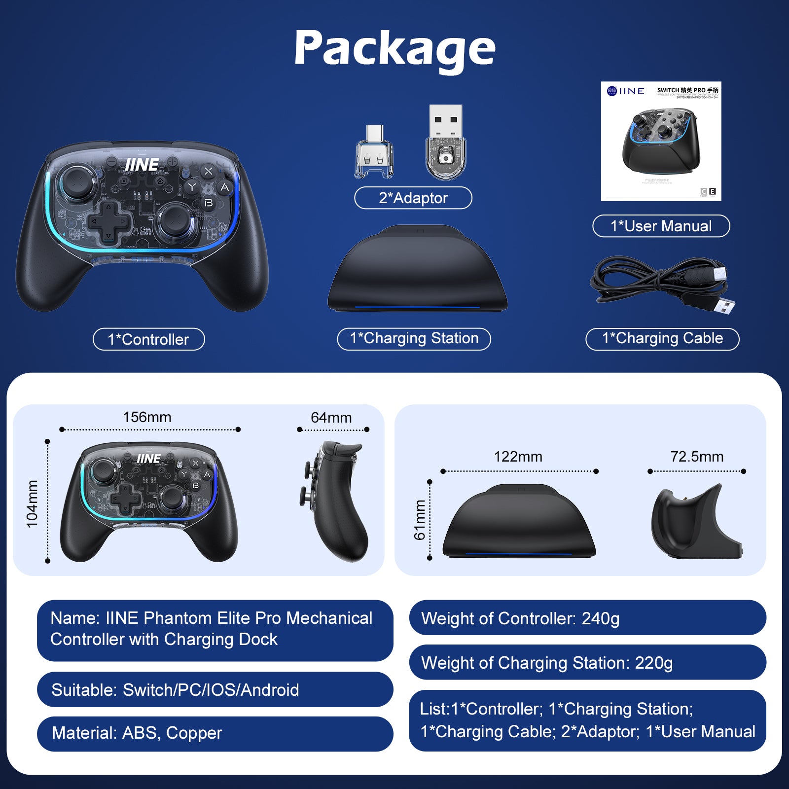 INE Phantom controller with charging Dock