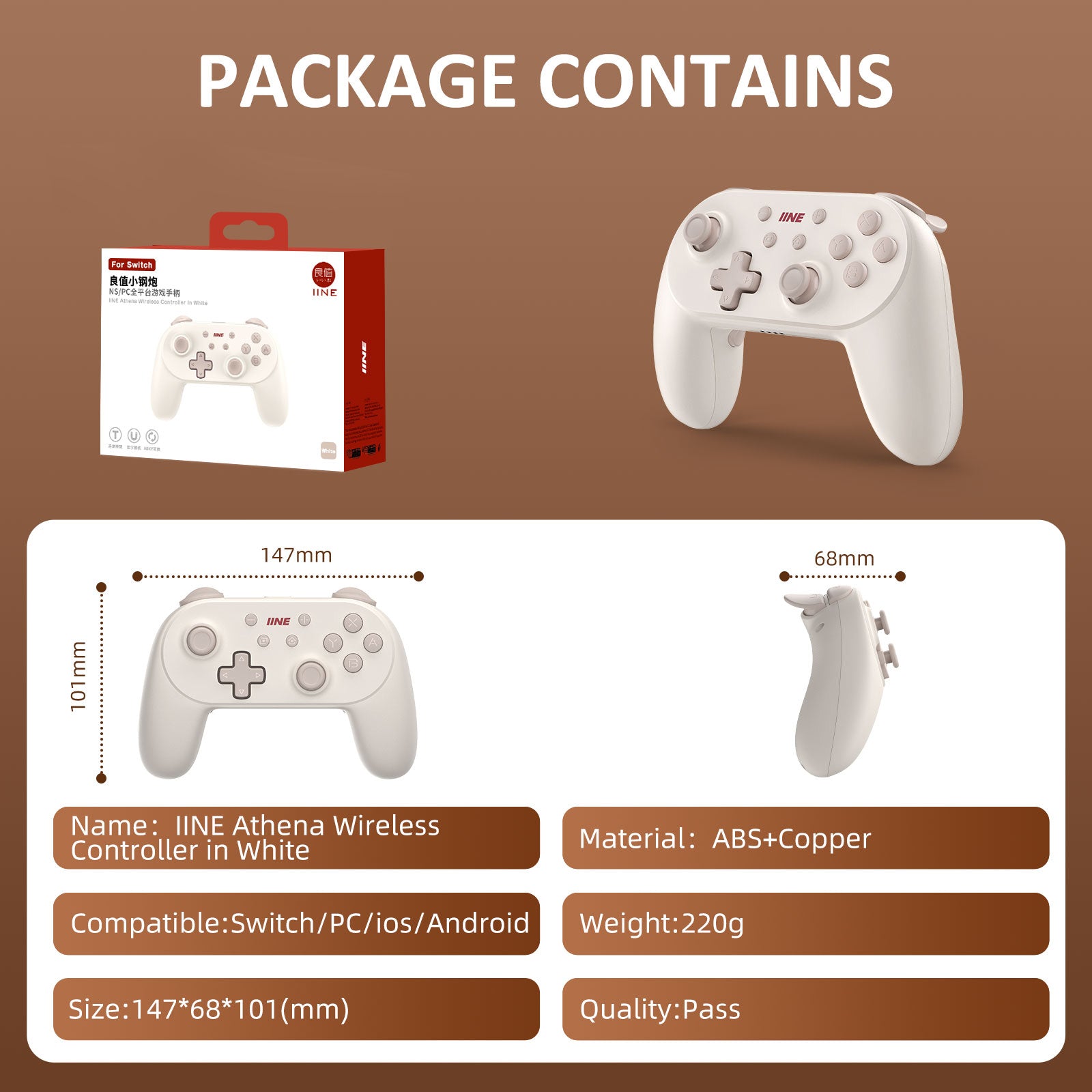 lINE Athena Wireless Controller in White for Switch/PC/iOS/Android