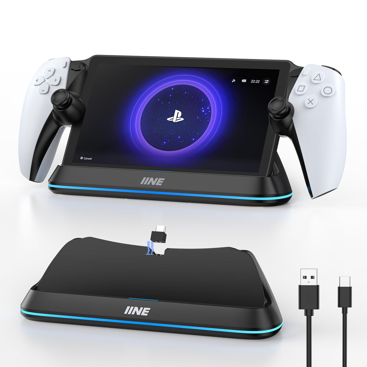 IINE Charging Stationfor Playstation Portal / Type-C Contact Charging & Triple Protection for Safety Charging