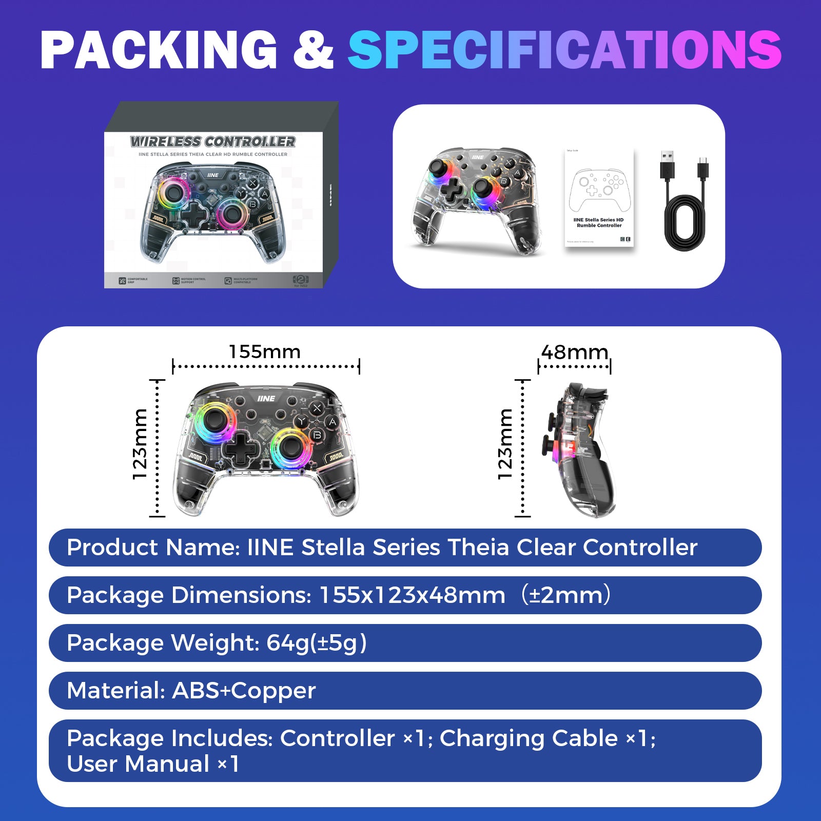 IINE Stella Series Wireless Controller for Switch 2