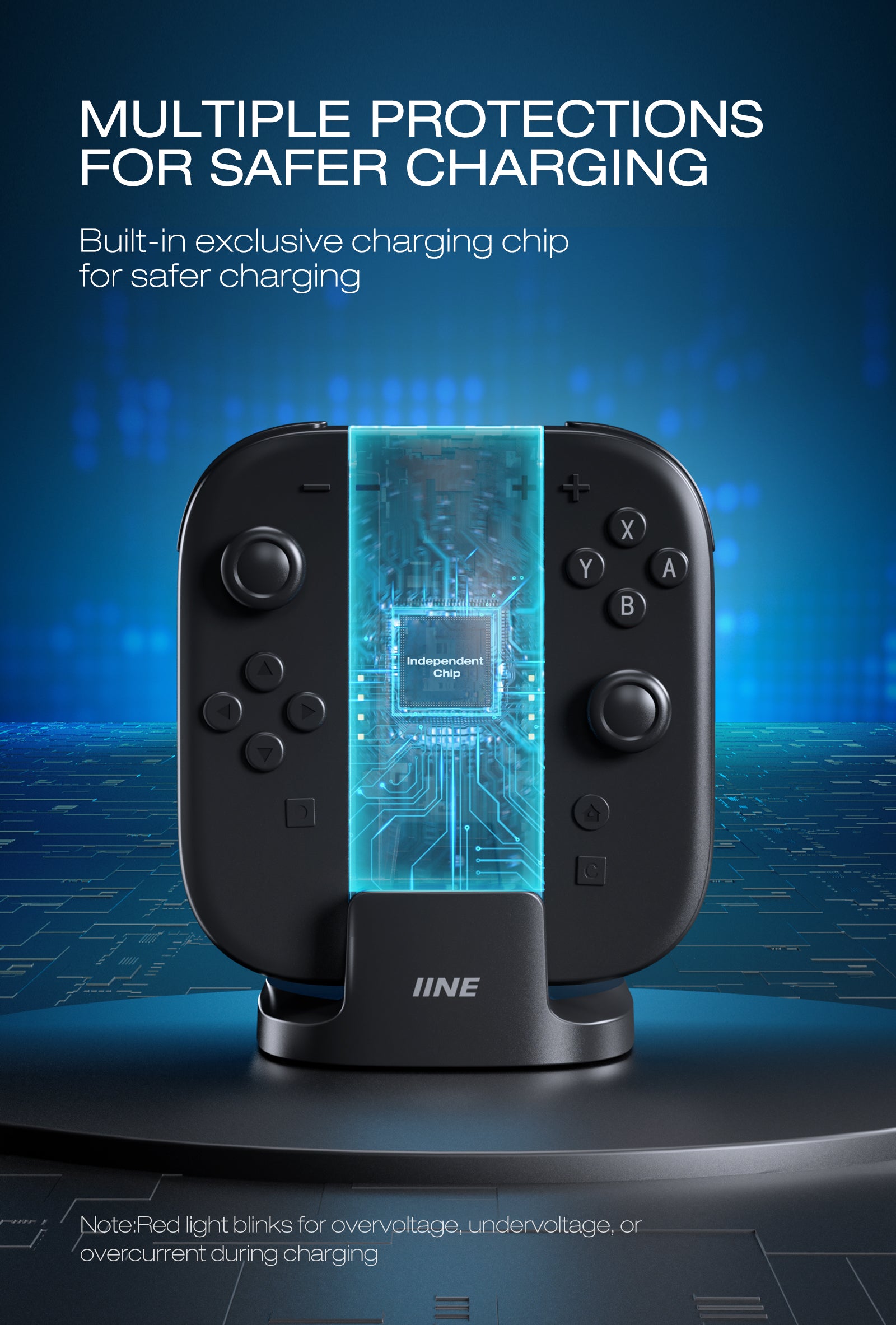 IINE 4-in-1 Charging Stand with Detachable 2pcs Charging Grip for Switch 2