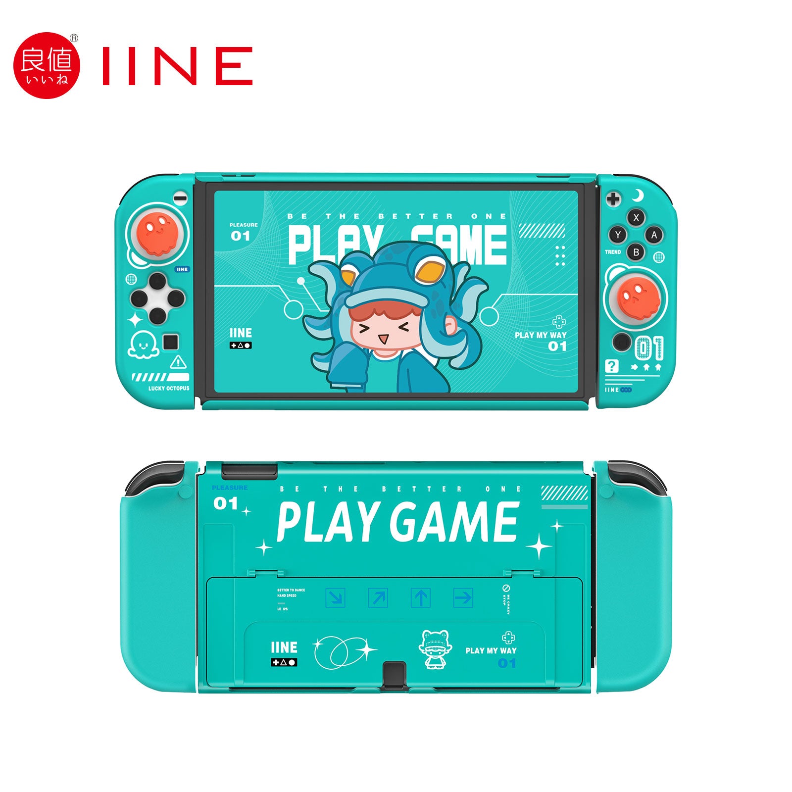 IINE Cool Summer TinyTako Series OLED Protective Case Cover Accessories Compatible Nintendo Switch