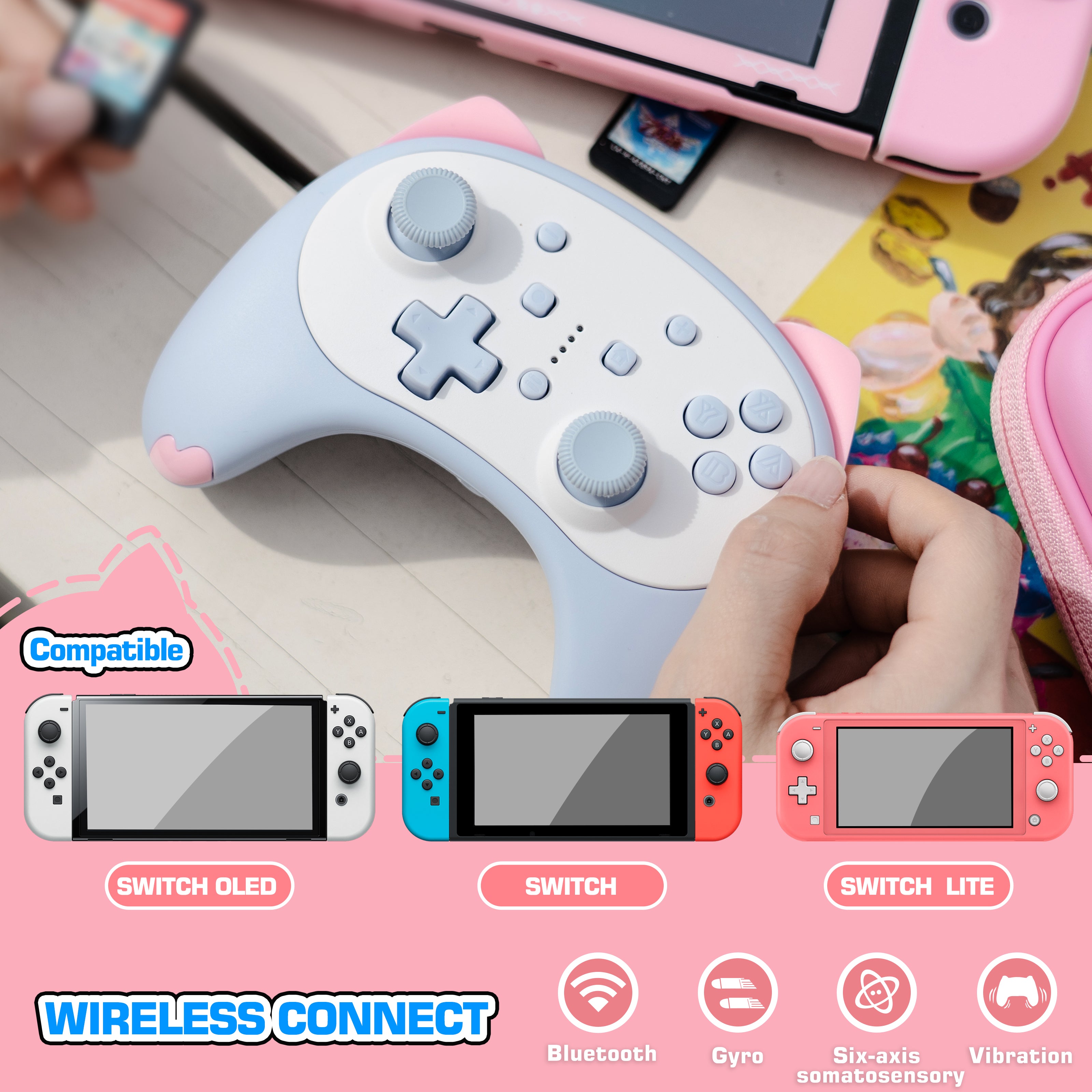IINE Nintendo Switch Cartoon Cat Controller