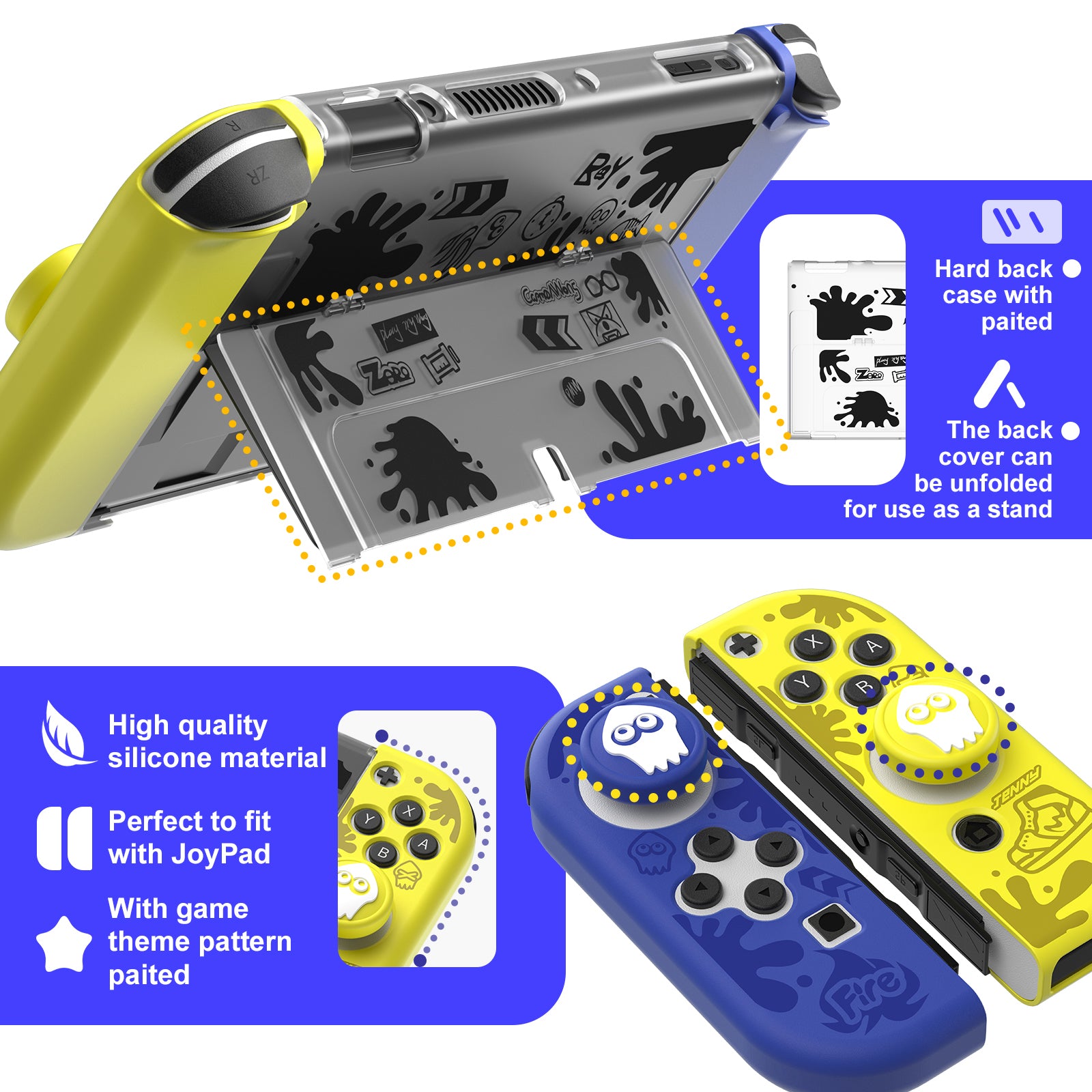 IINE Splatoon Purple-Yellow Games Accessories for Nintendo Switch