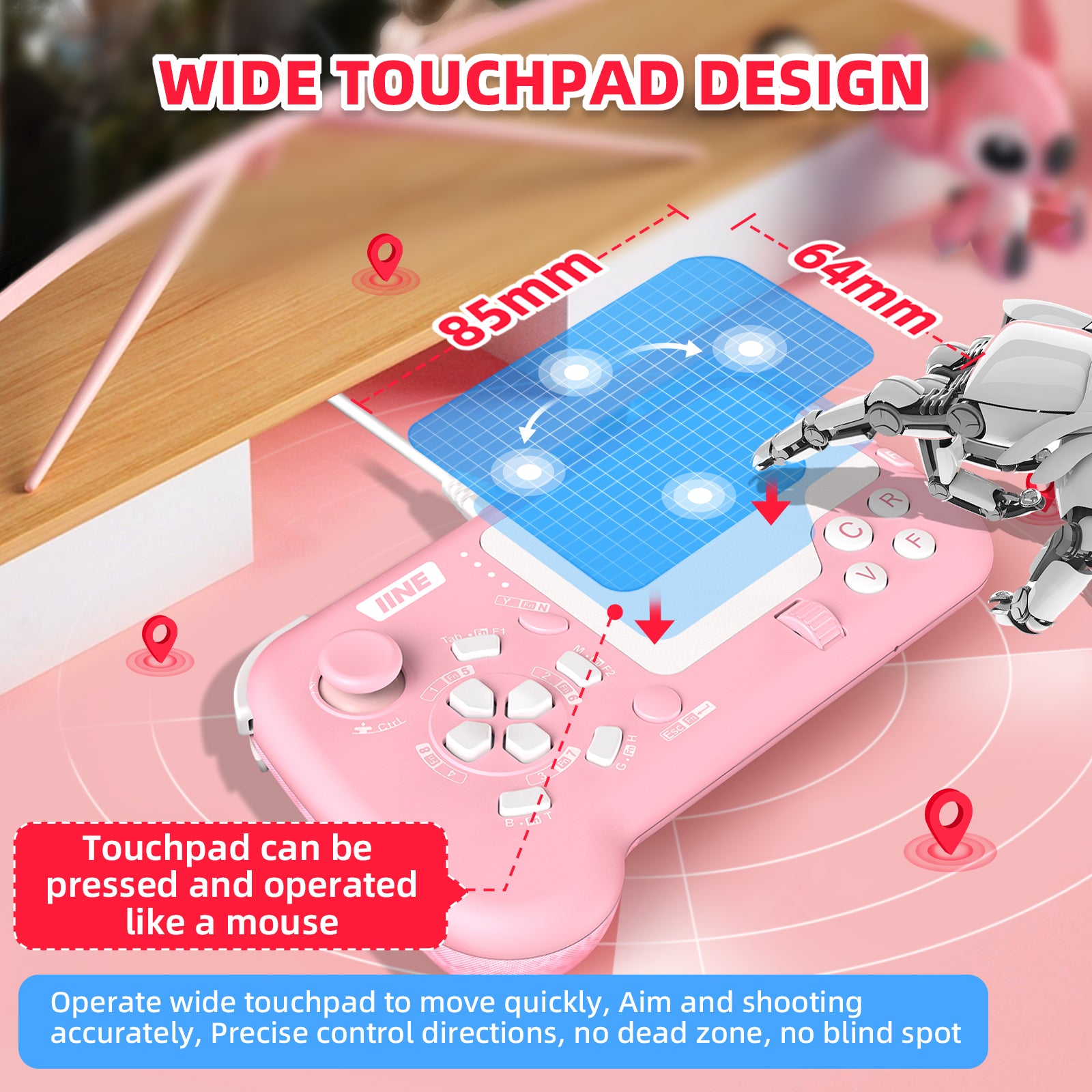 IINE Mouse-Pad Pro Controller As Keyboard and Mouse Combo Set