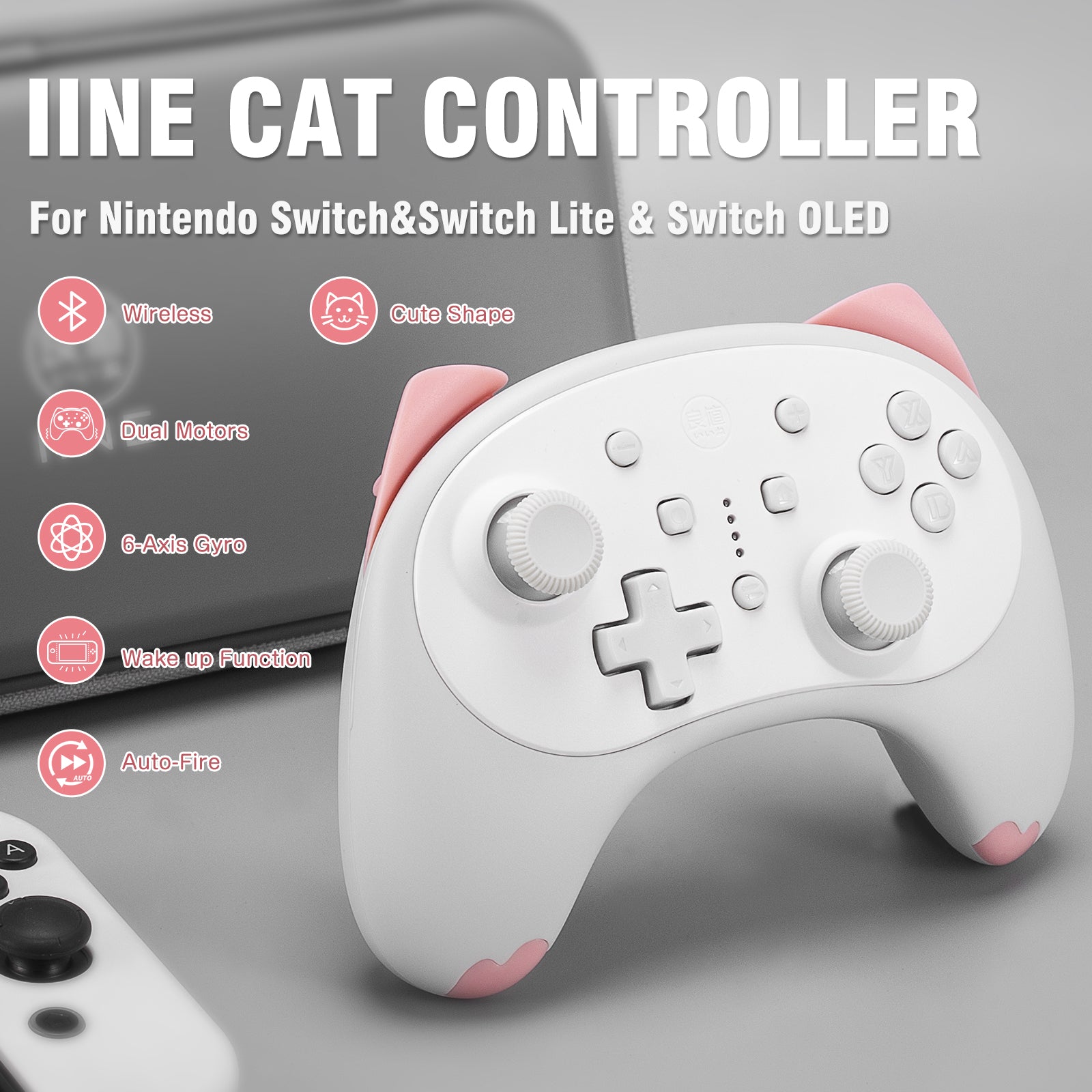 IINE Nintendo Switch Pink Kitten Wireless Controller