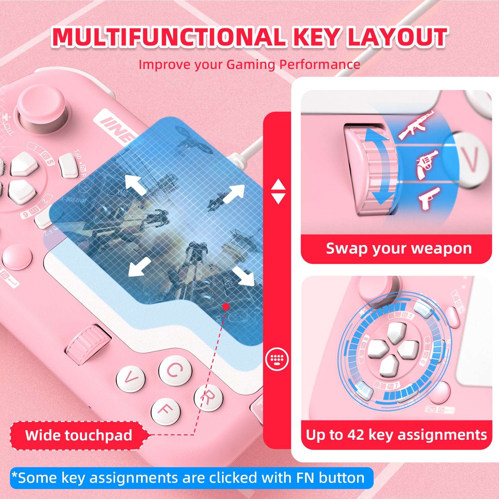 IINE Mouse-Pad Pro Controller As Keyboard and Mouse Combo Set