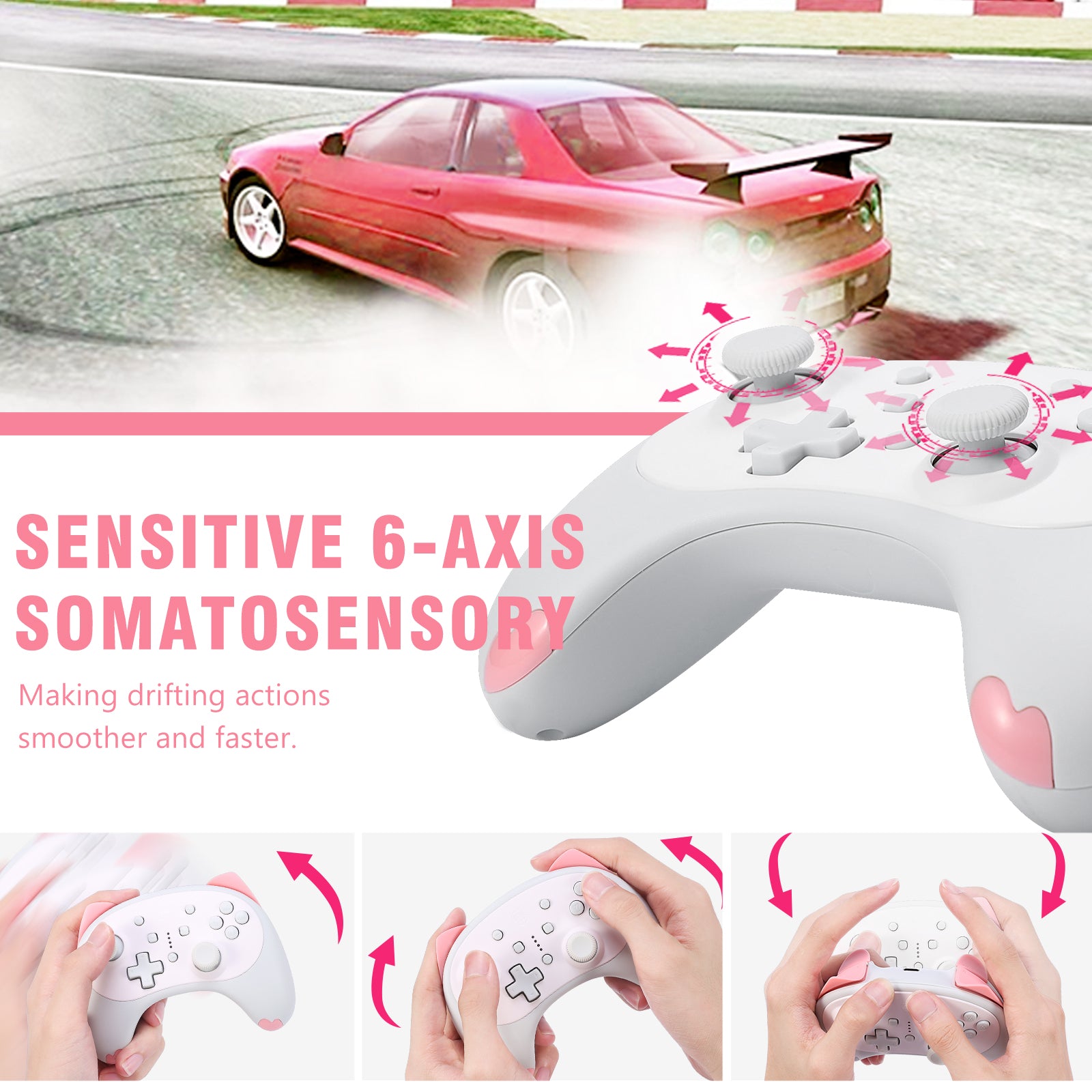 IINE Nintendo Switch Pink Kitten Wireless Controller
