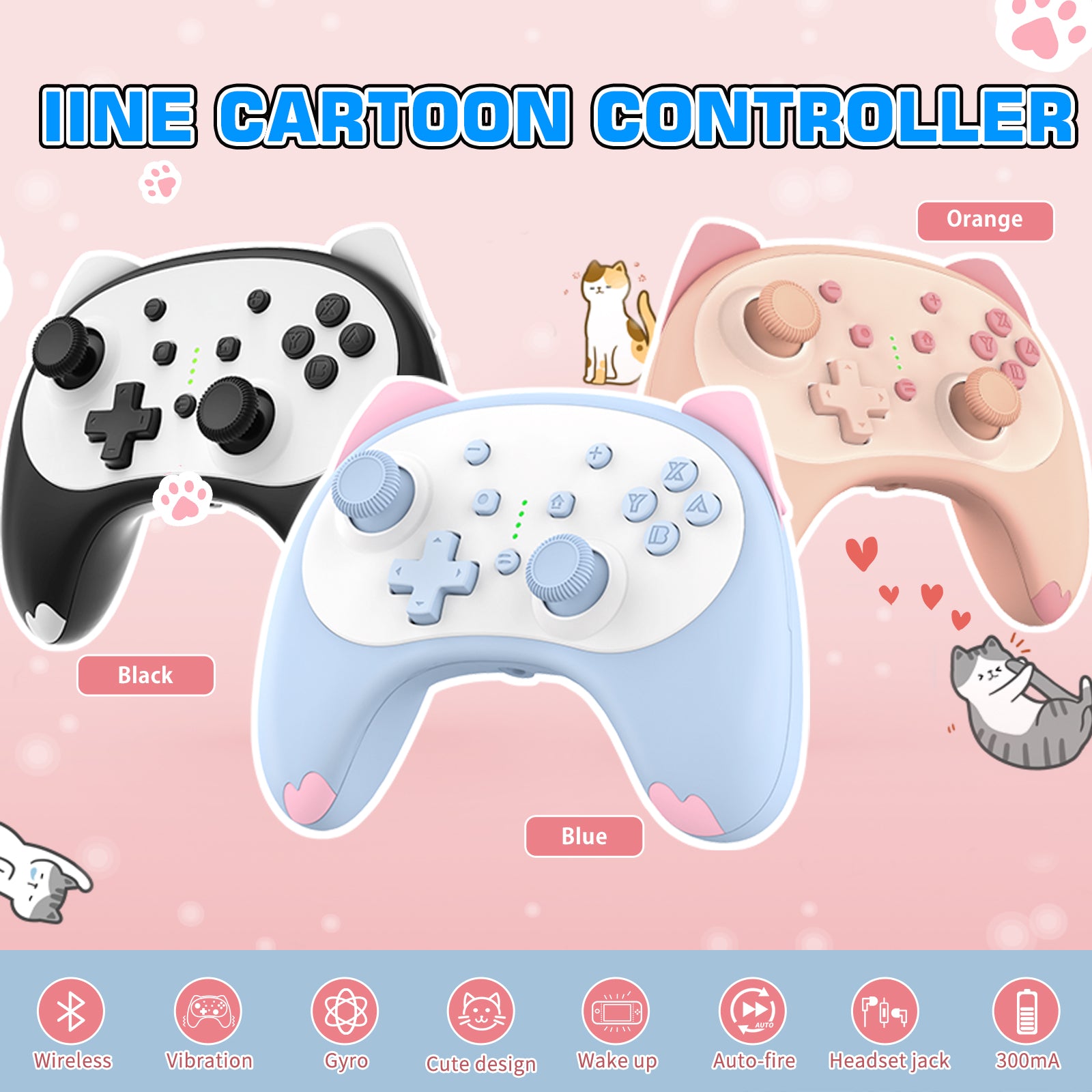 IINE Nintendo Switch Cartoon Cat Controller