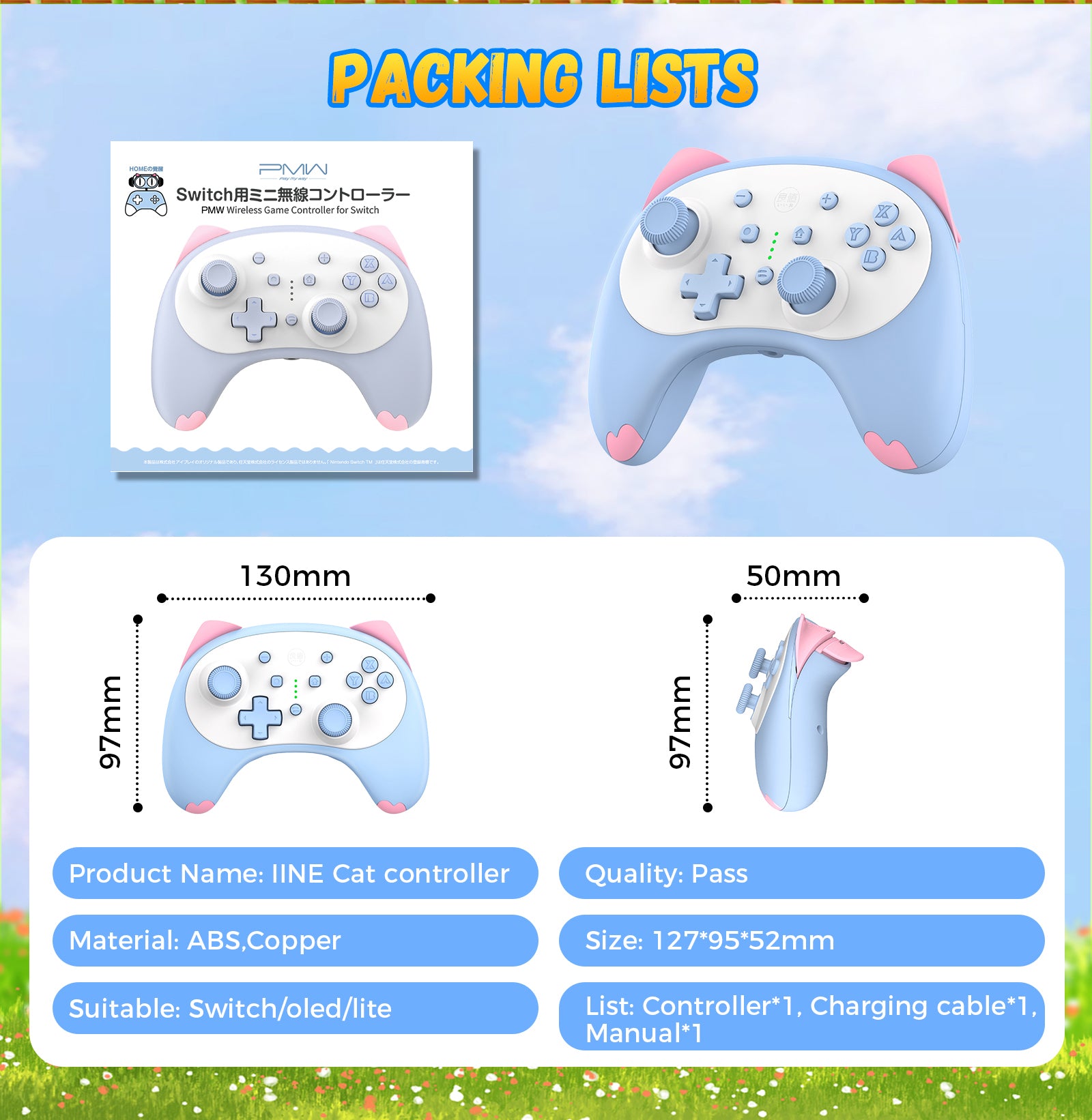 IINE Nintendo Switch Cartoon Cat Controller