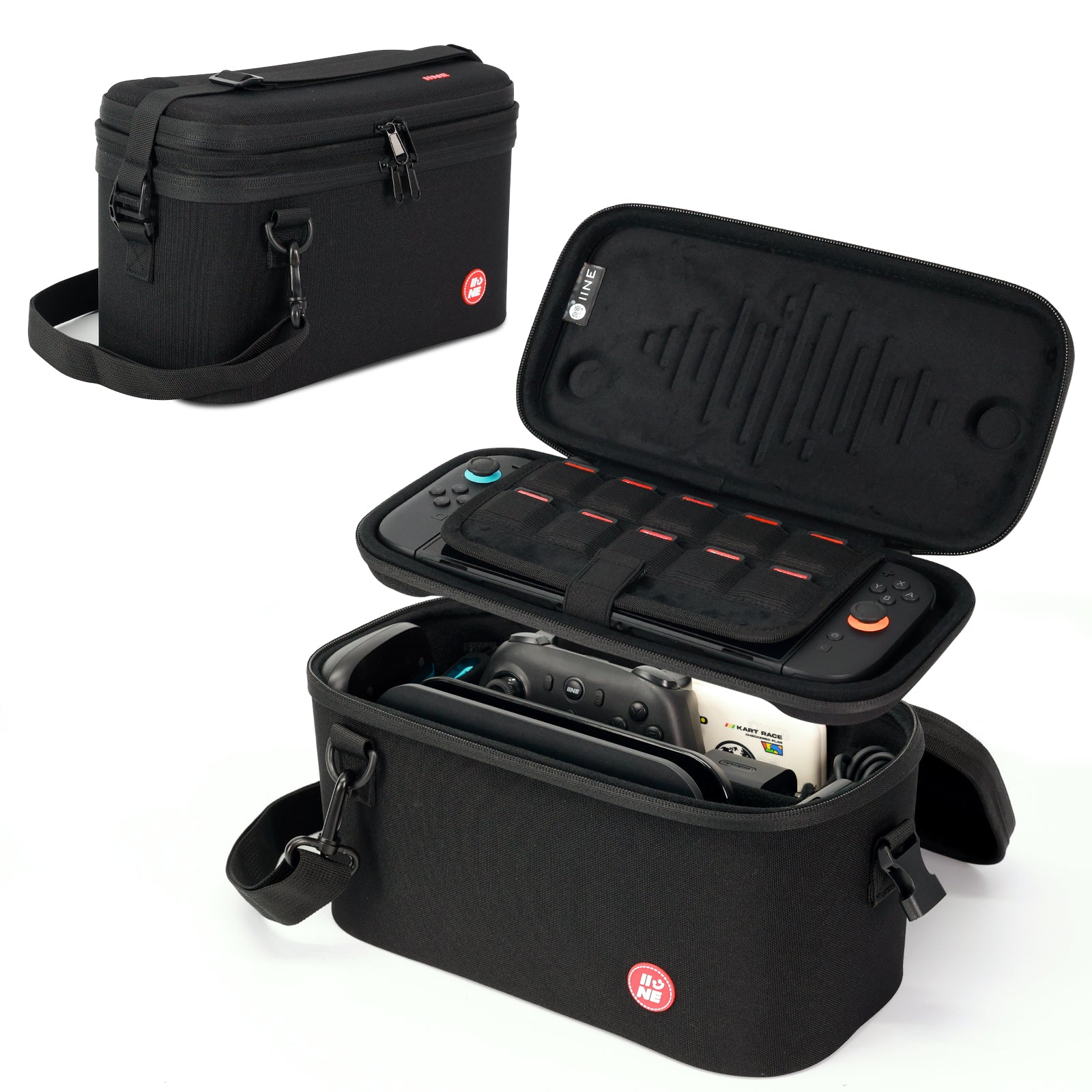 IINE Split Carrying Storage Bag for Switch 2 Compatible with a Full Set of Switch Accessories