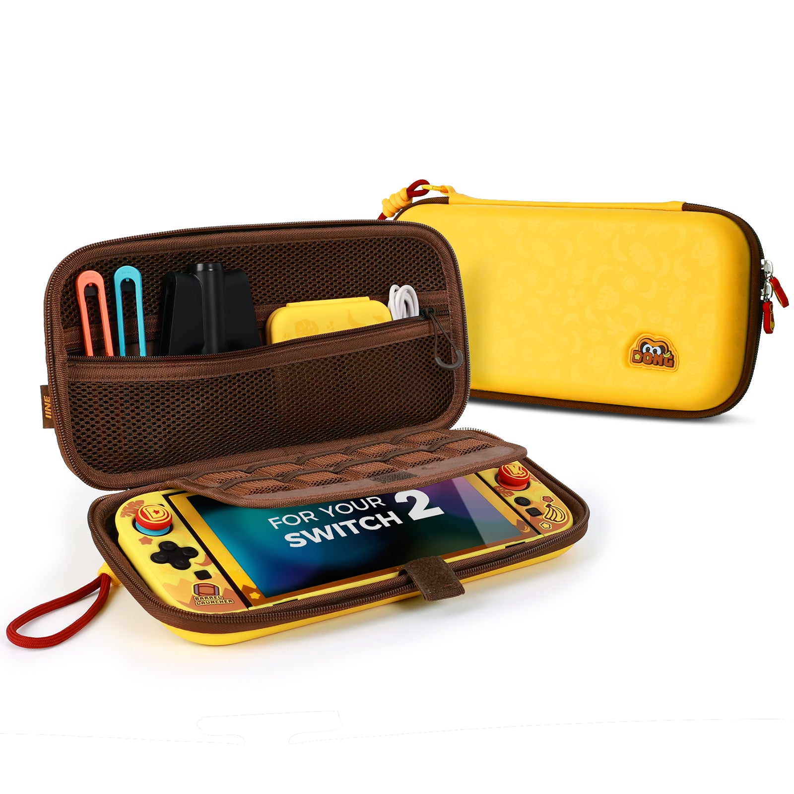 IINE Banana Hero Protective Case & Tempered Glass Film & Storage Bag & Game Card Case for Switch 2