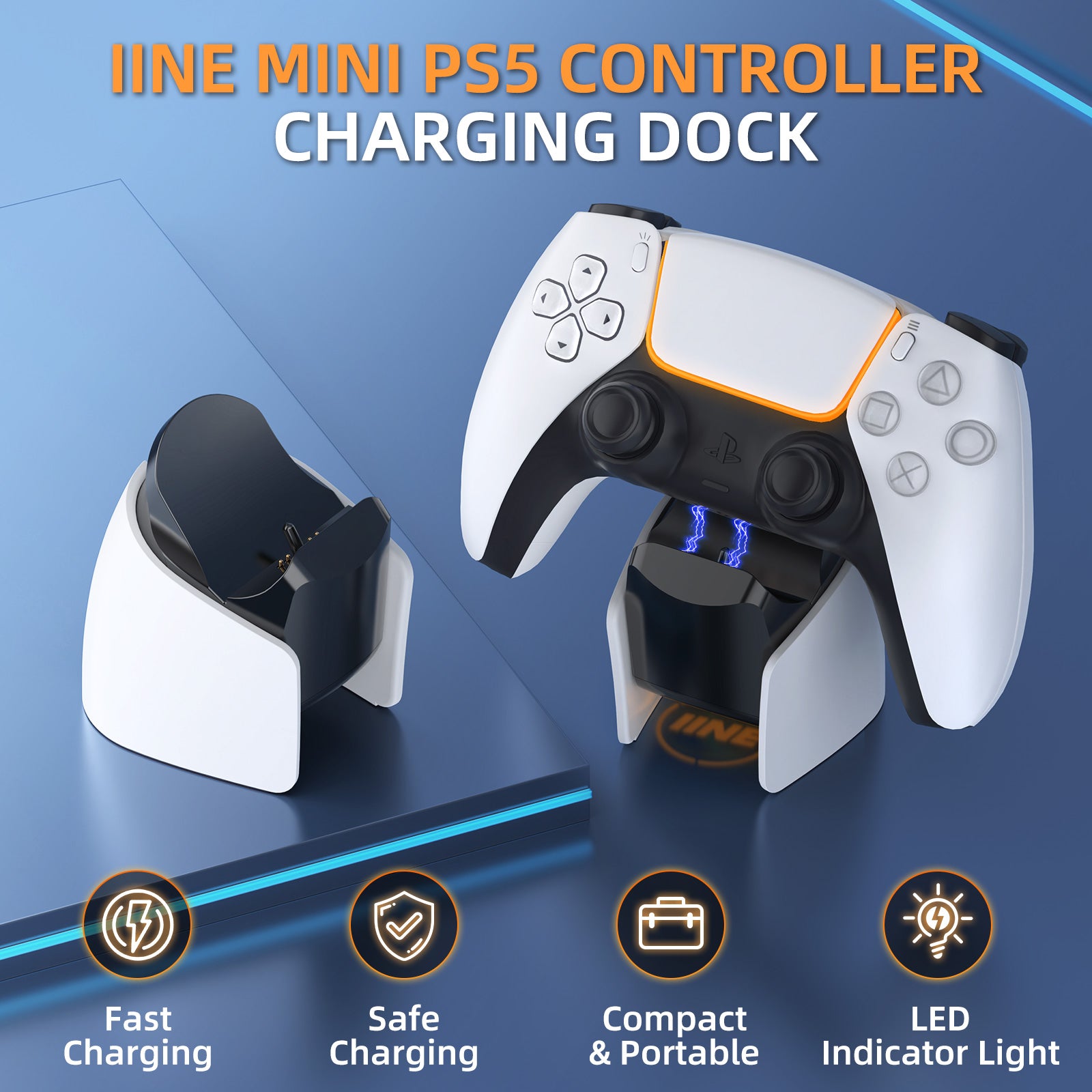 IINE Mini charging Dock for PS5 DualSense Edge Controller/DualSense Controller