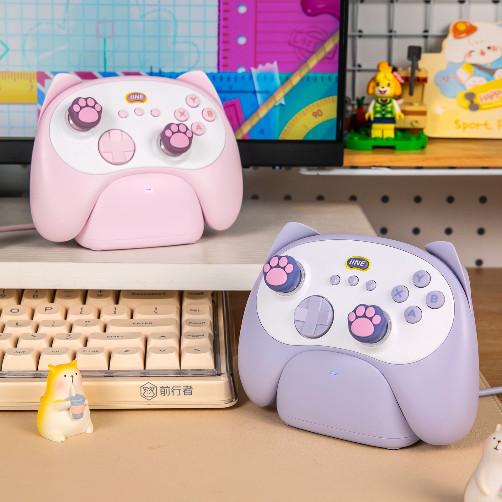 IINE Meow Kitten Controller with Charging Dock | High-Density Hall Effect Joystick | IINE App Support
