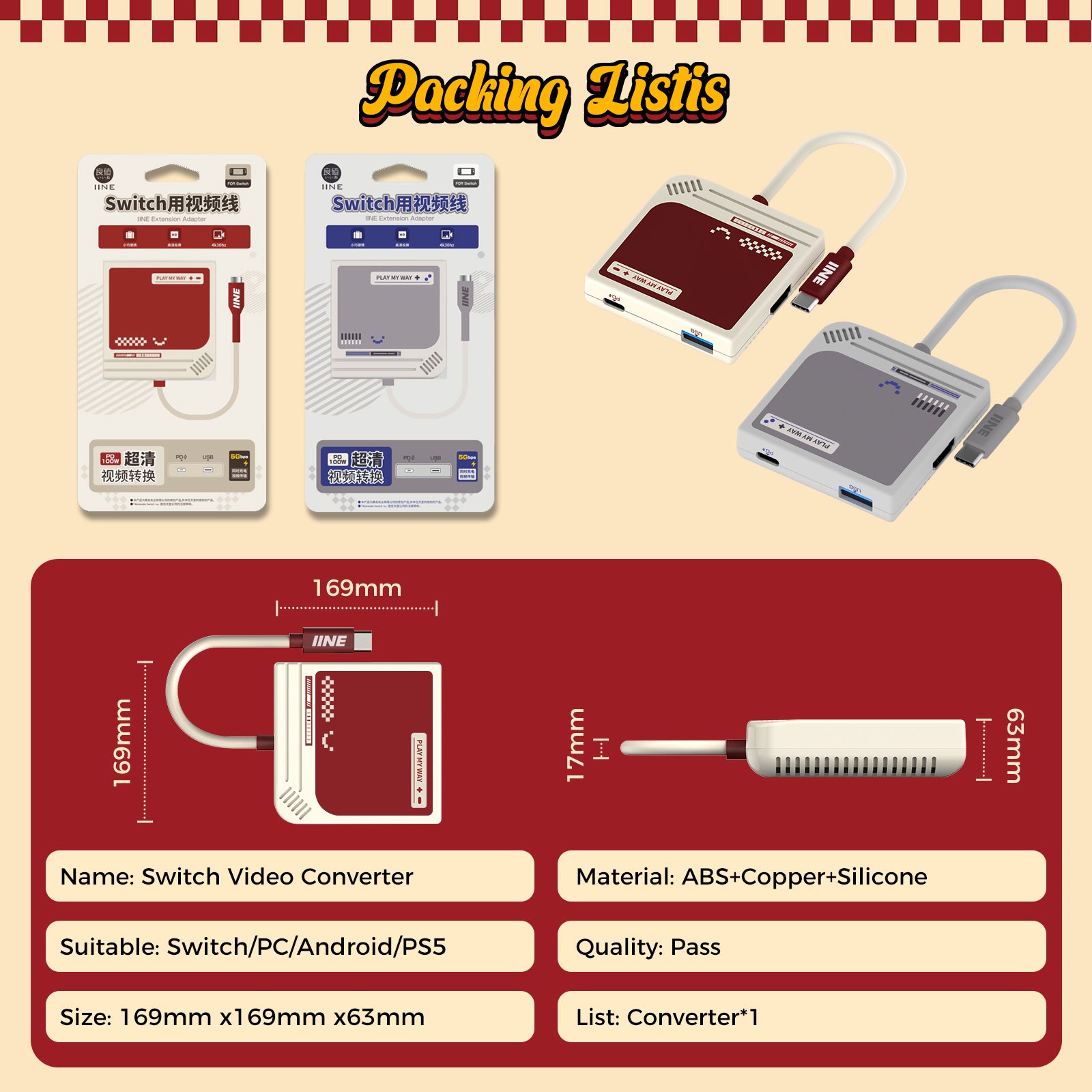 IINE Switch Video Converter 3-in-1 HD Resolution Conversion for Switch 4K/60Hz