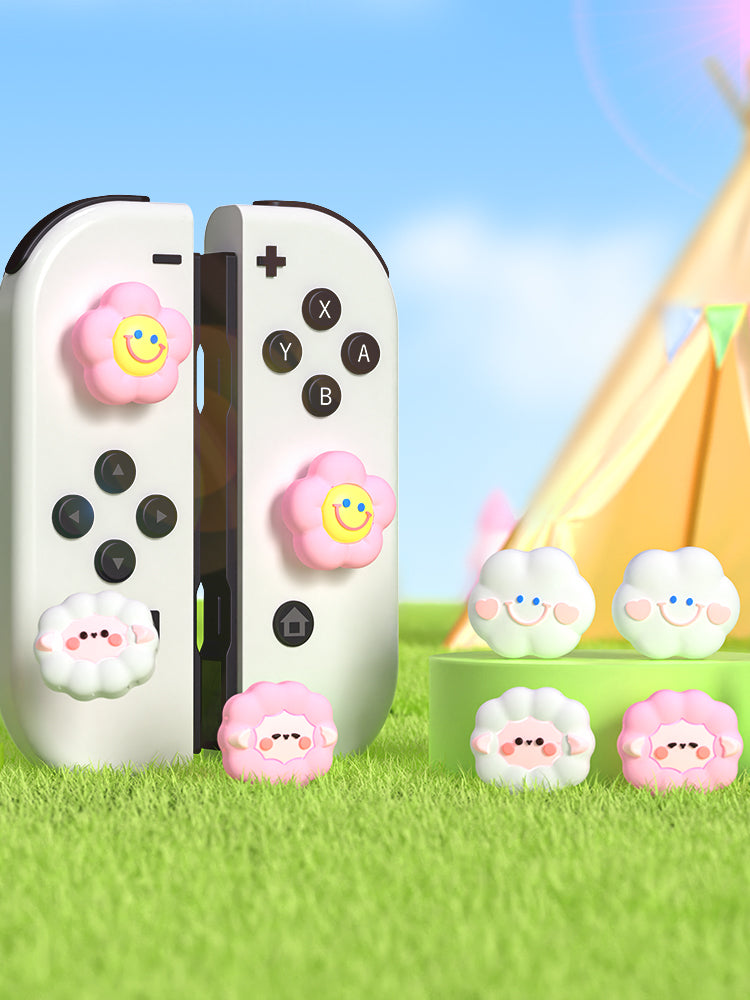 IINE Happy Cloud Smiling Flower & BaaBaa Sheep Silicone Joy-Stick Caps for Switch Joy-Con