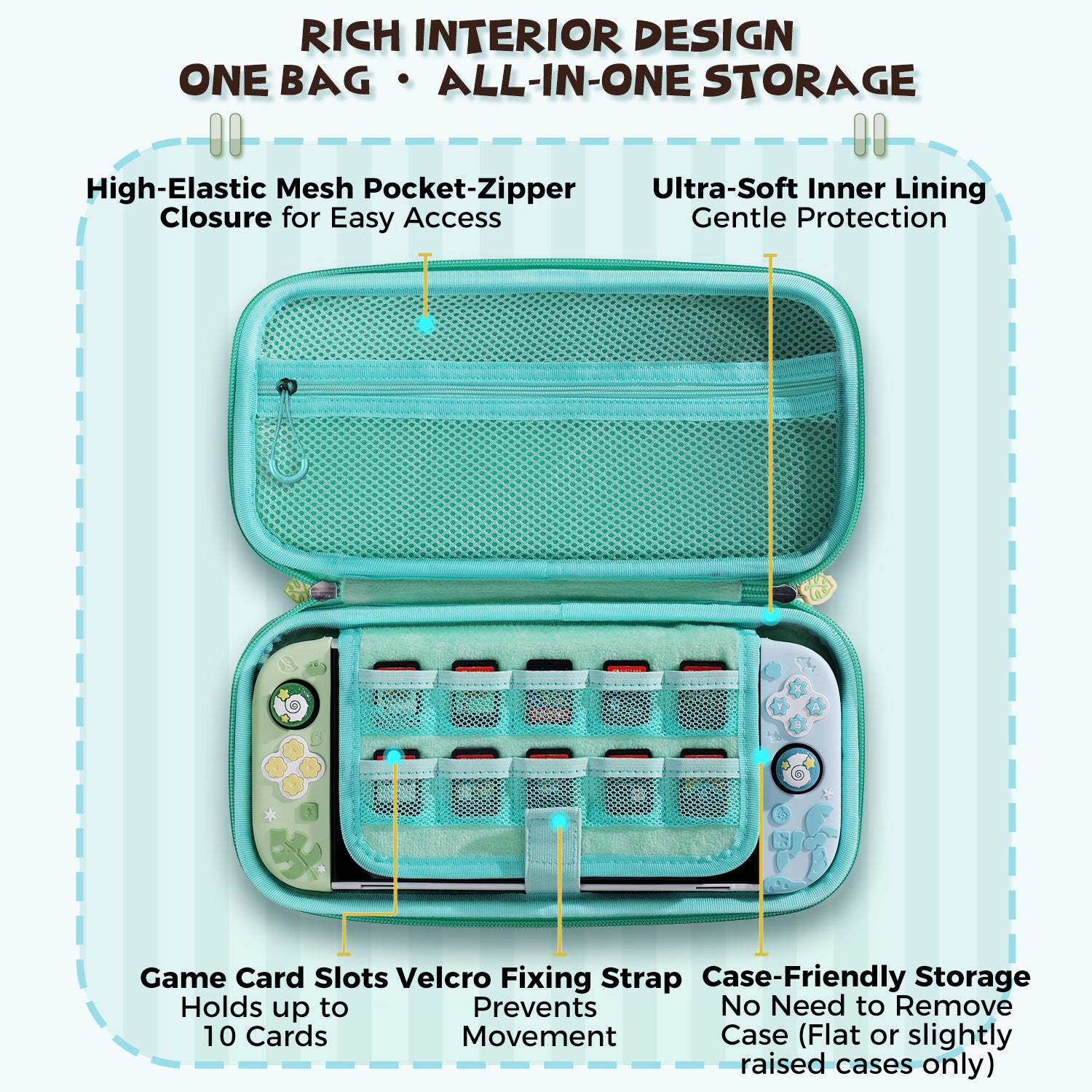 Island Dream Themed Accessories Series for Switch2/Switch1 – Cozy Protective Case, Carrying Case, Controller