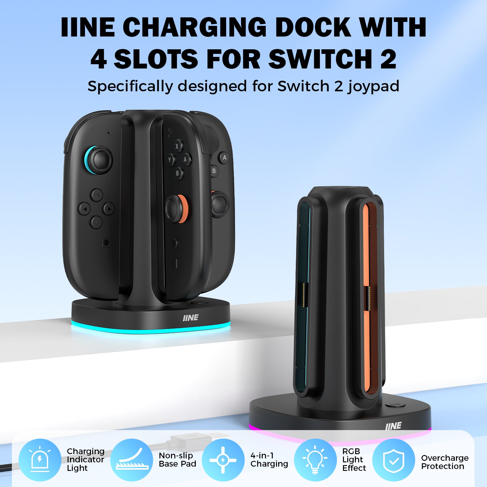 IINE 4-IN-1 Black Fast Charging dock station for Switch 2